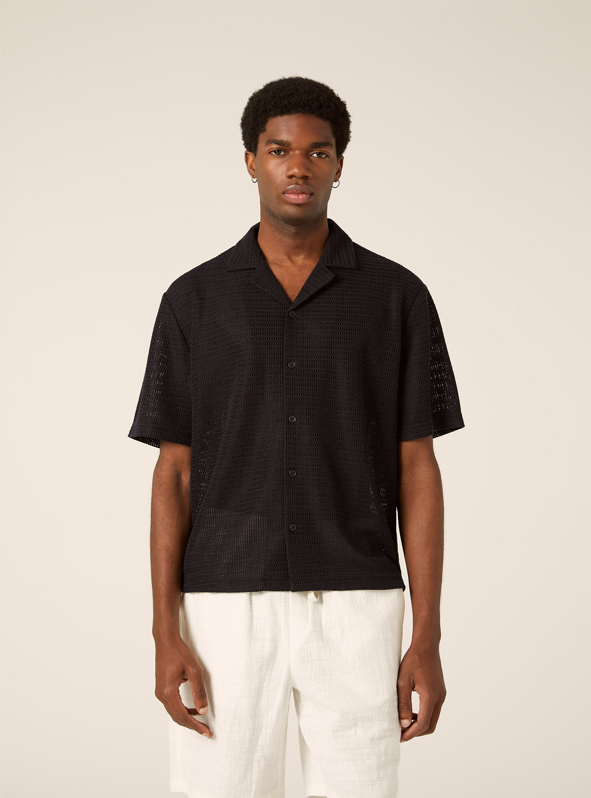 Camicia bowling regular fit effetto rete