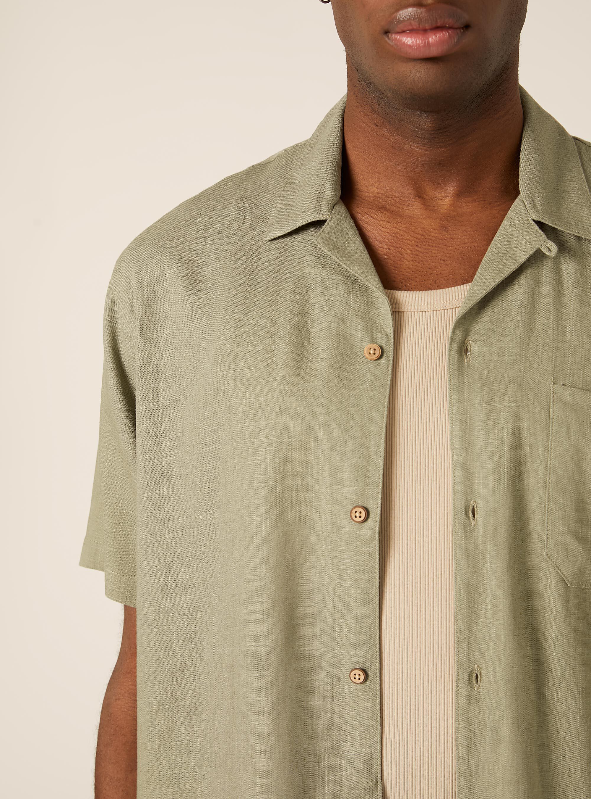 Chemise en m&eacute;lange de lin avec col bowling, KY3 KAKY LIGHT