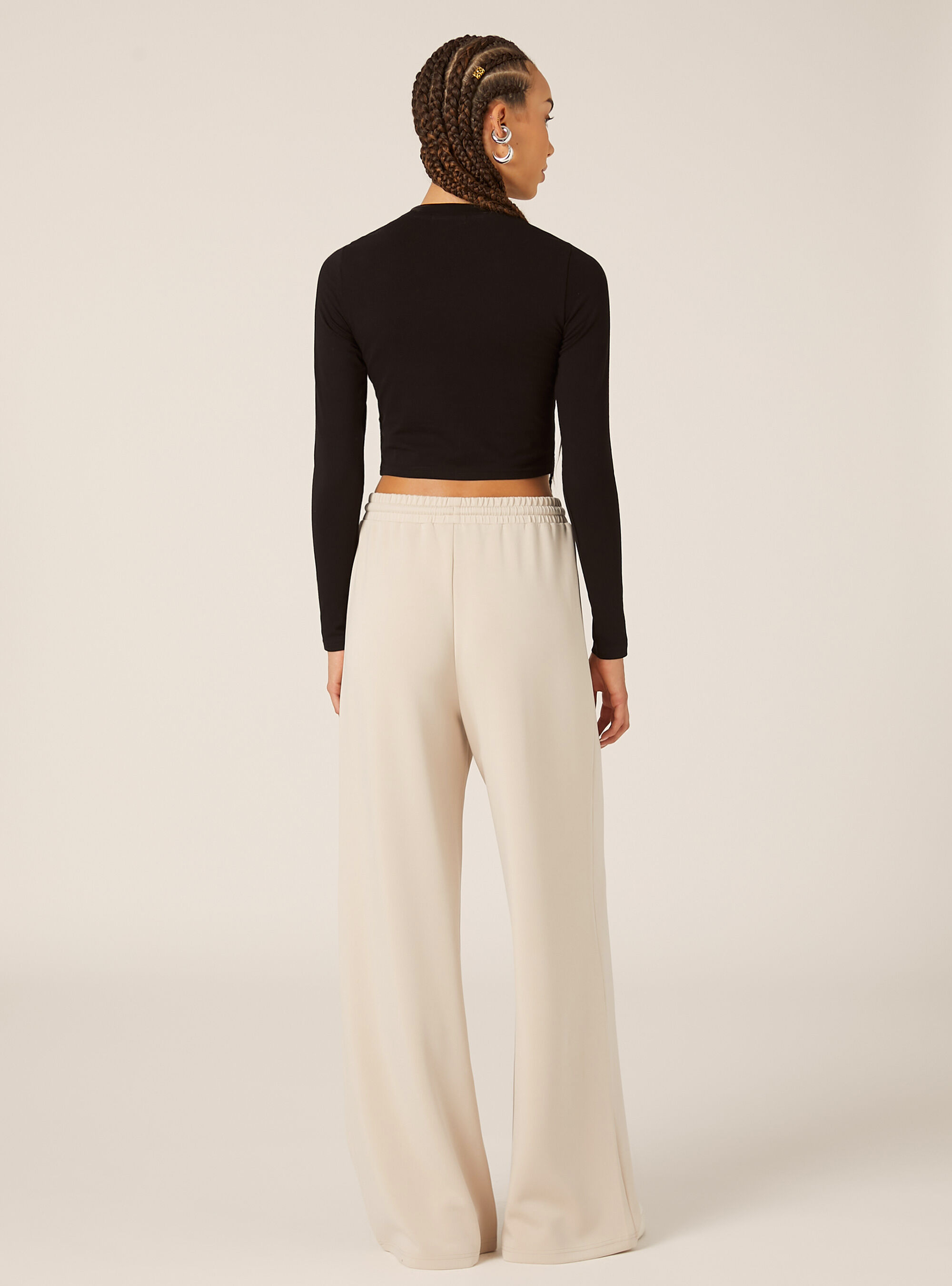 Jogginghose mit weitem Bein und weichem Griff, CR3 CREAM LIGHT