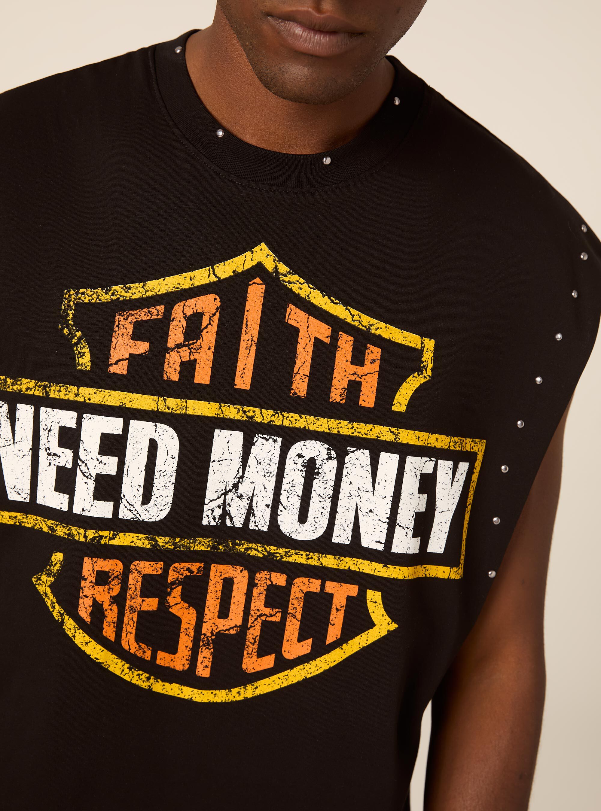 Canotta con stampa money, BK1 BLACK