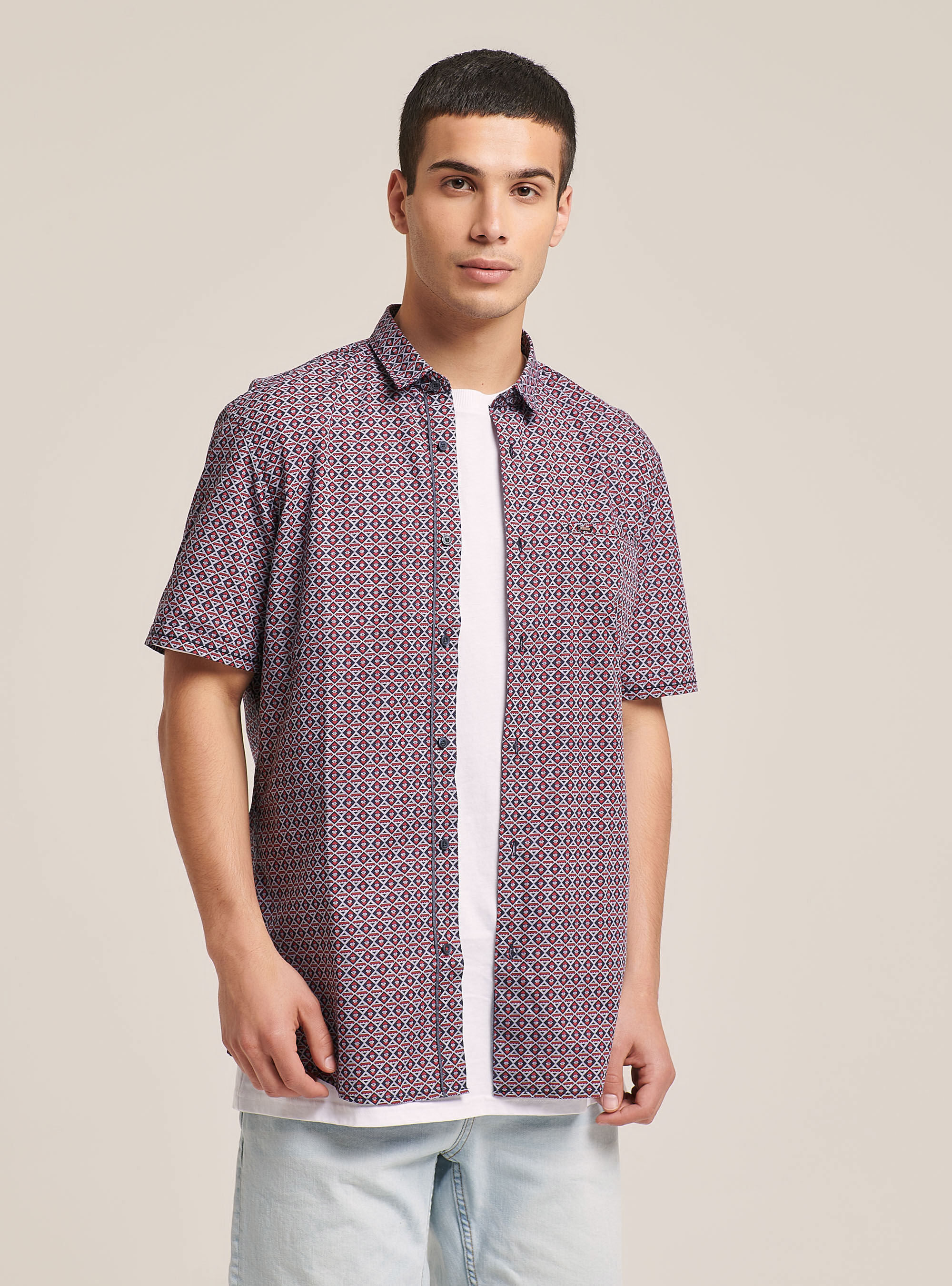 Shirt with short sleeves, C0310 BORDEAUX