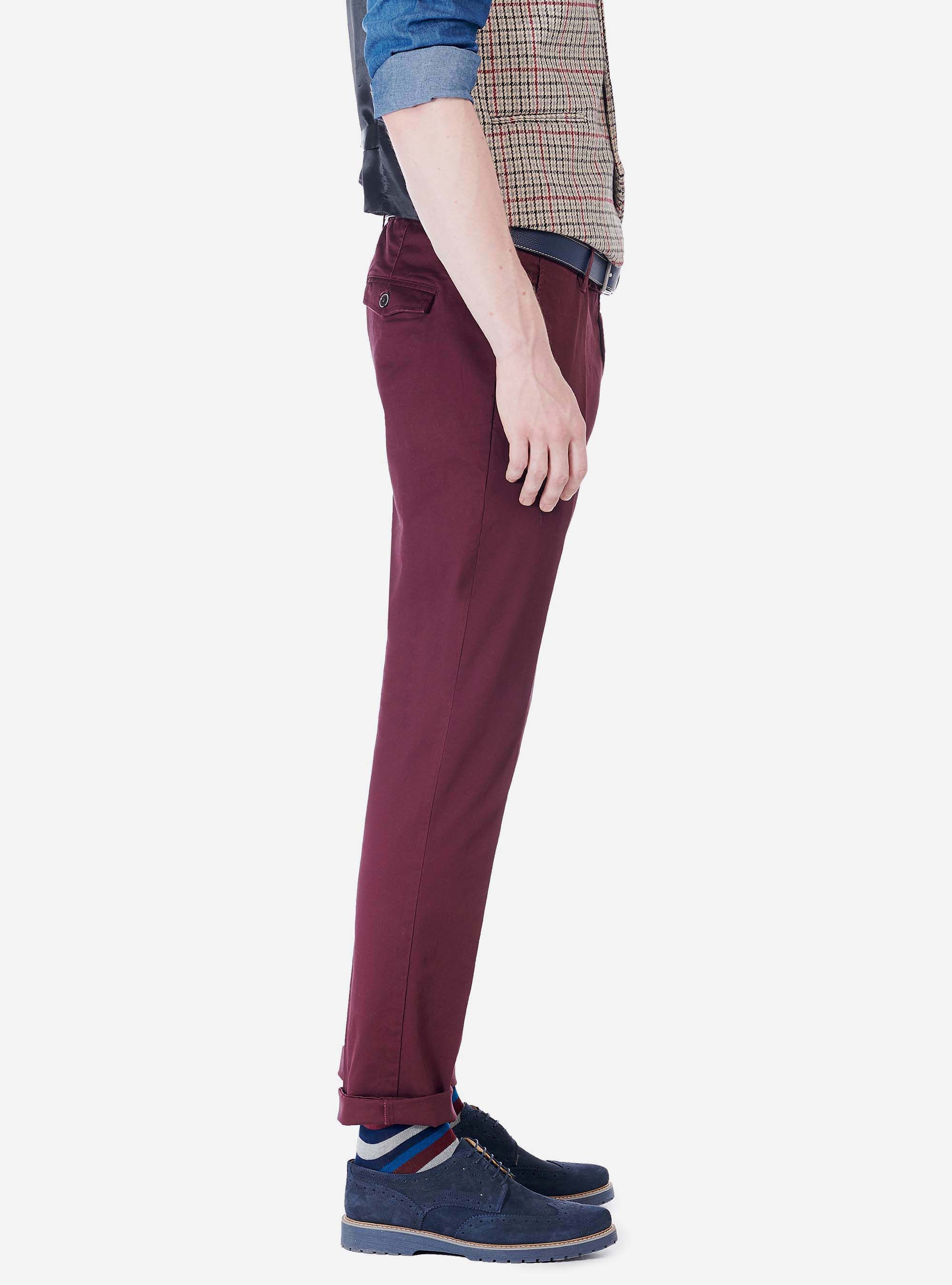 SLACK SLIM FIT PANTS, WINE