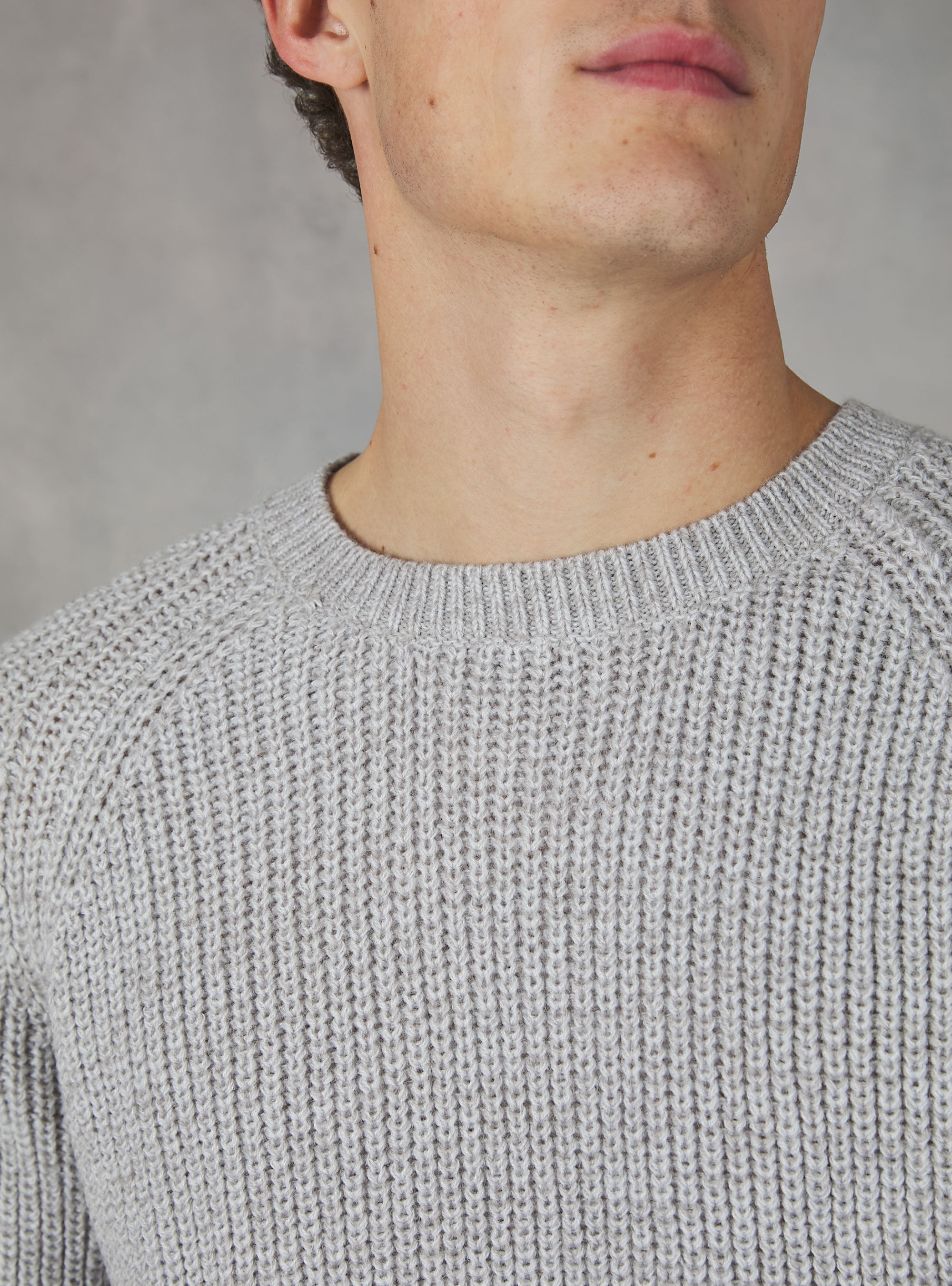 English rib crew-neck pullover, MGY3 GREY MEL LIGHT