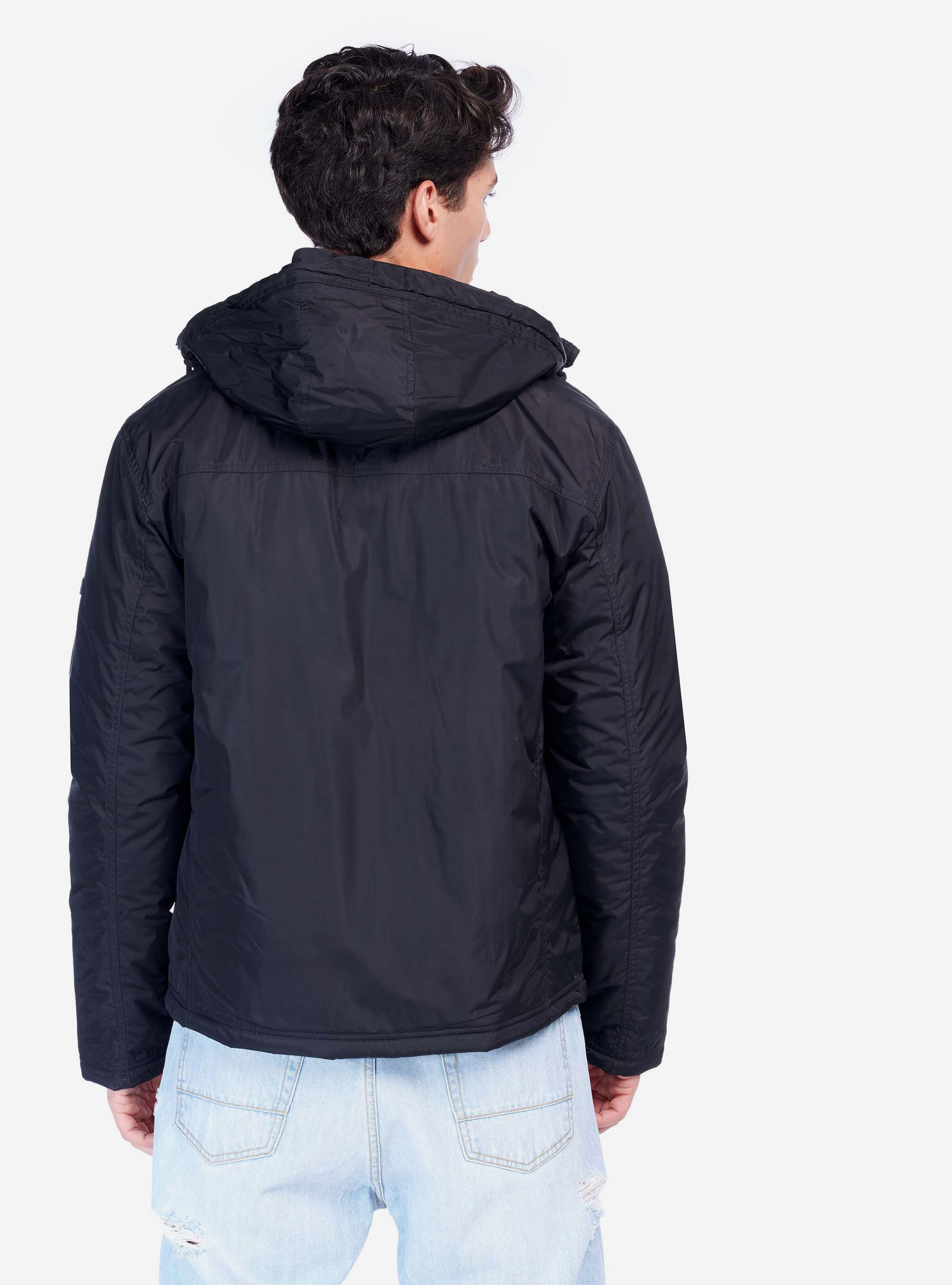 JACKET WITH HOOD, BLACK