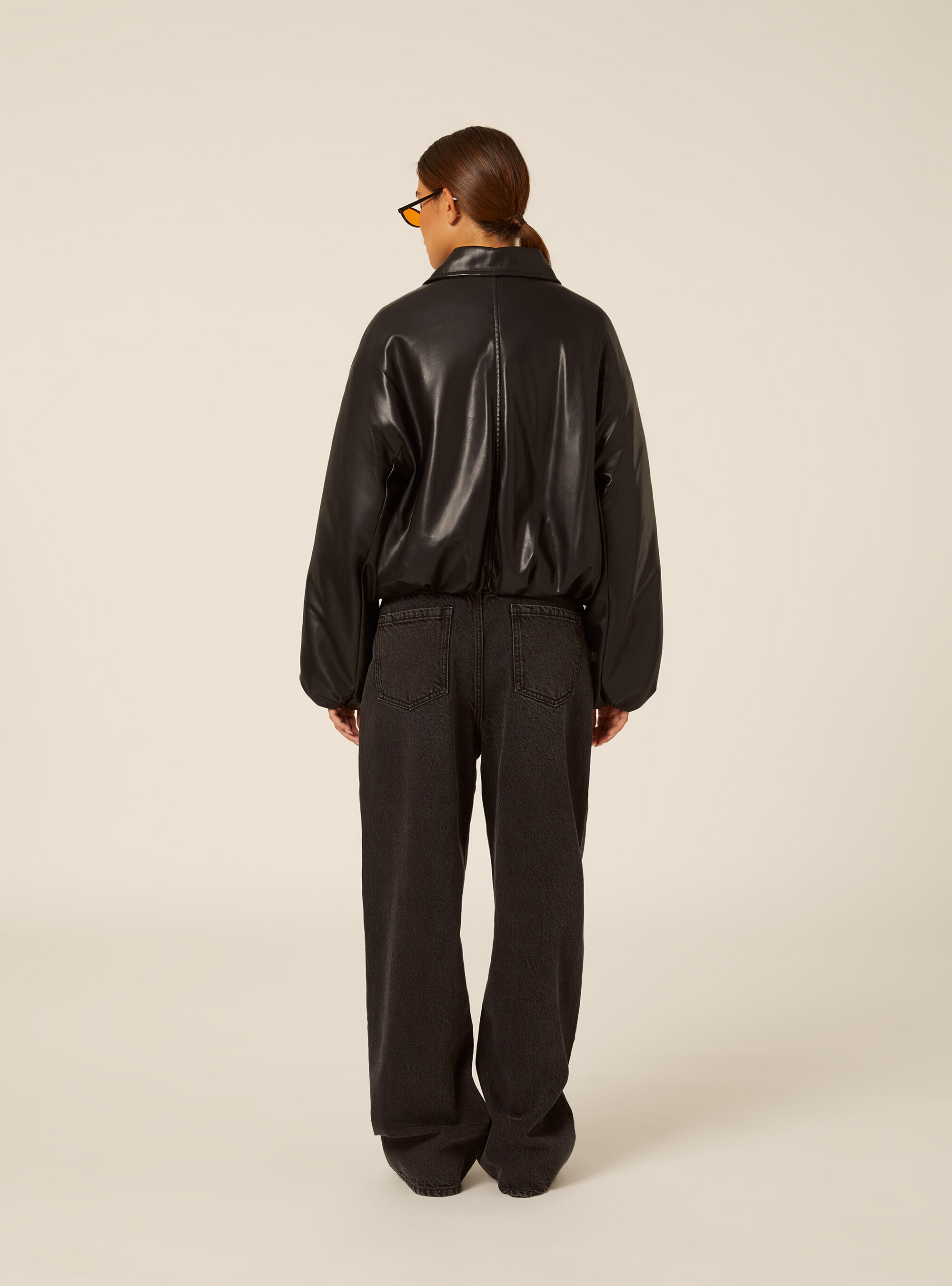 Bomber imbottito effetto pelle, BK1 BLACK