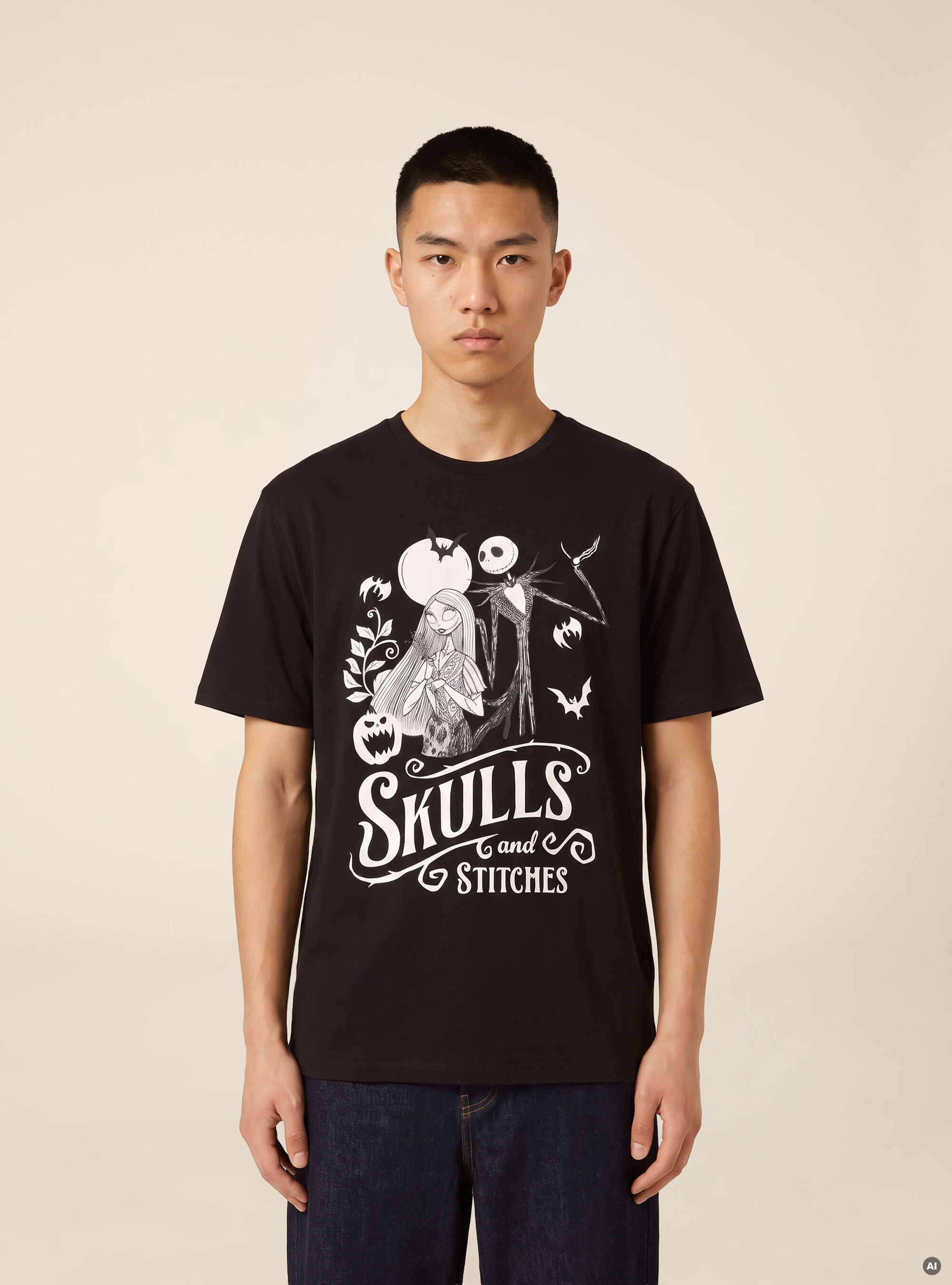 Camiseta con estampado Skulls and Stitches Nightmare Before Christmas / Alcott