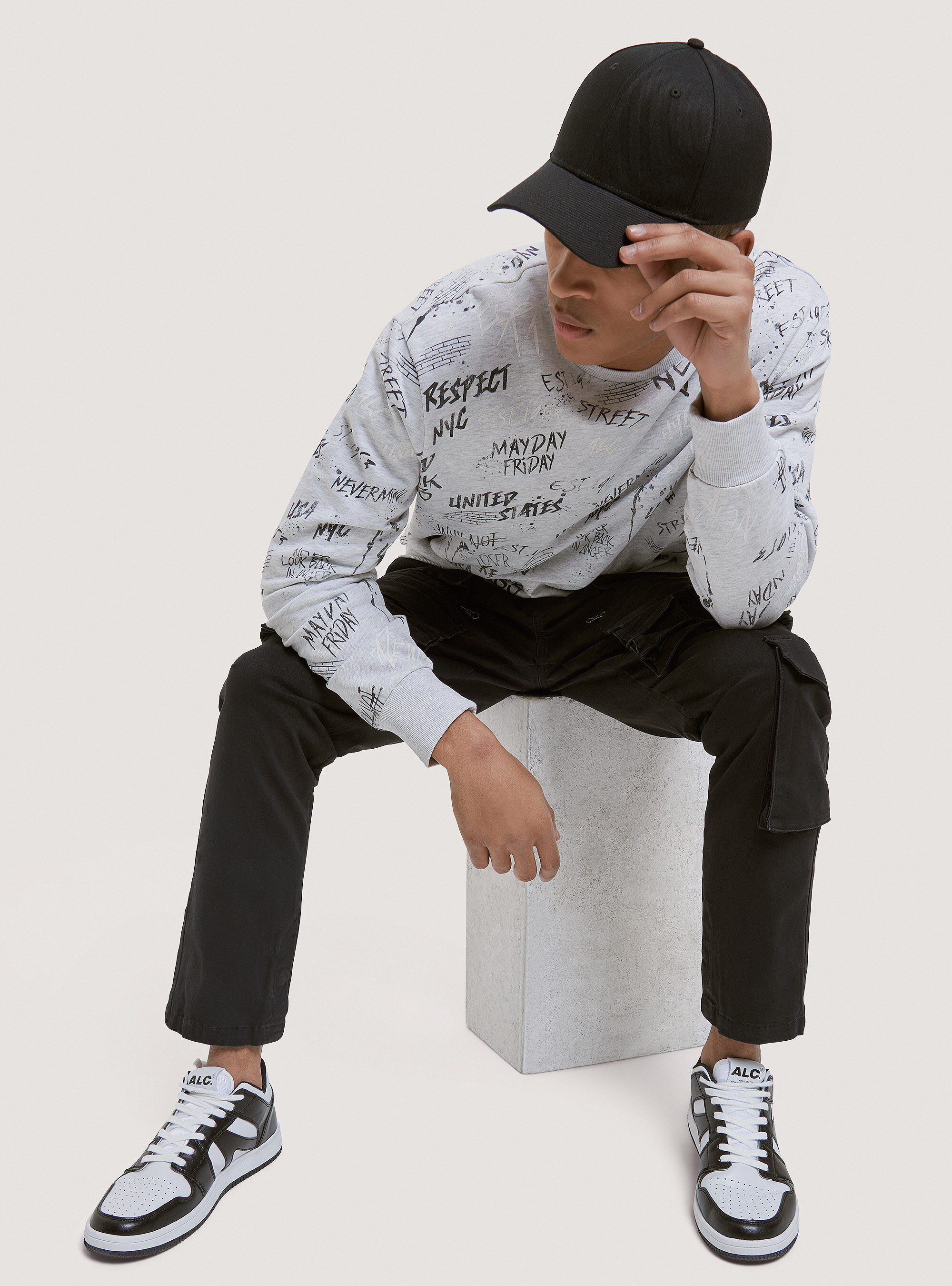 Felpa girocollo 100% cotone, C148 ICE MELANGE