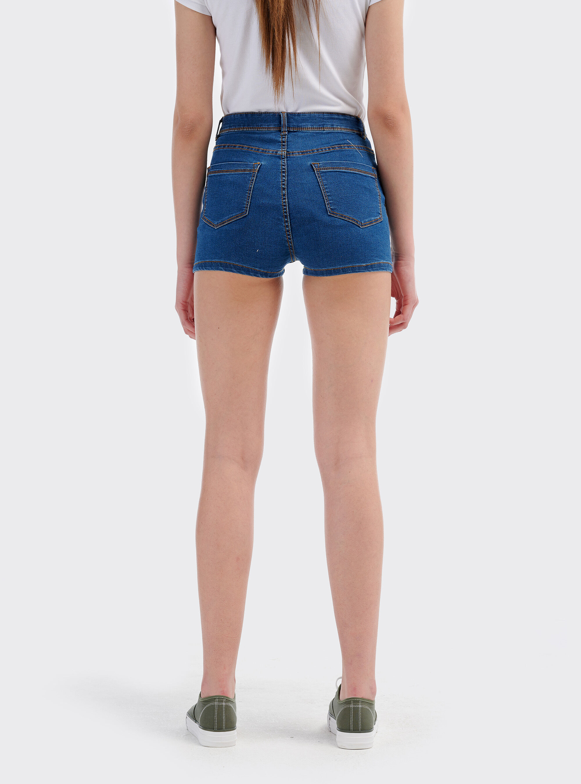 Shorts in denim super stretch fit, AZZURRO