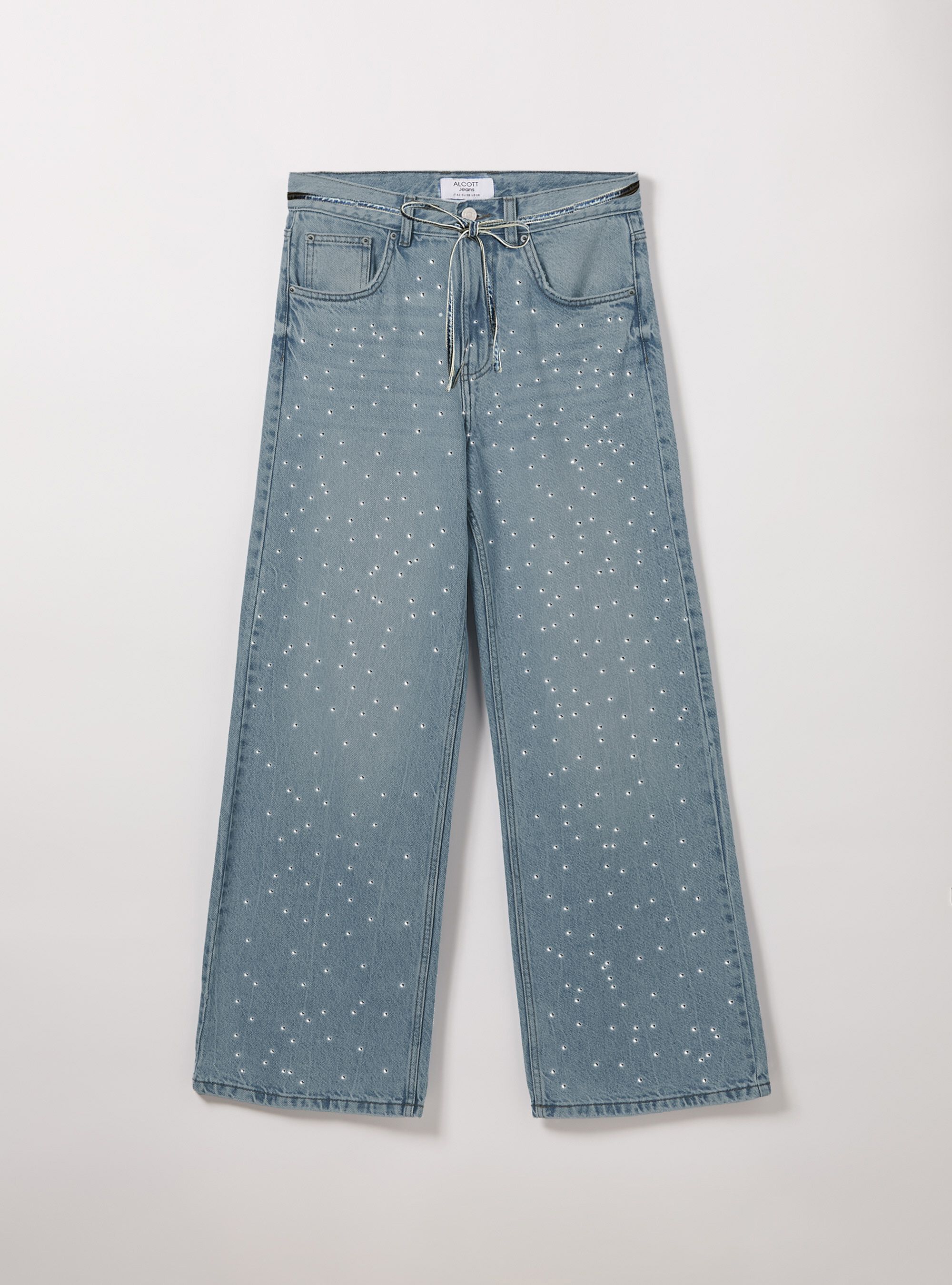Wide leg with belt and with rhinestones | Alcott | Women's Jeans