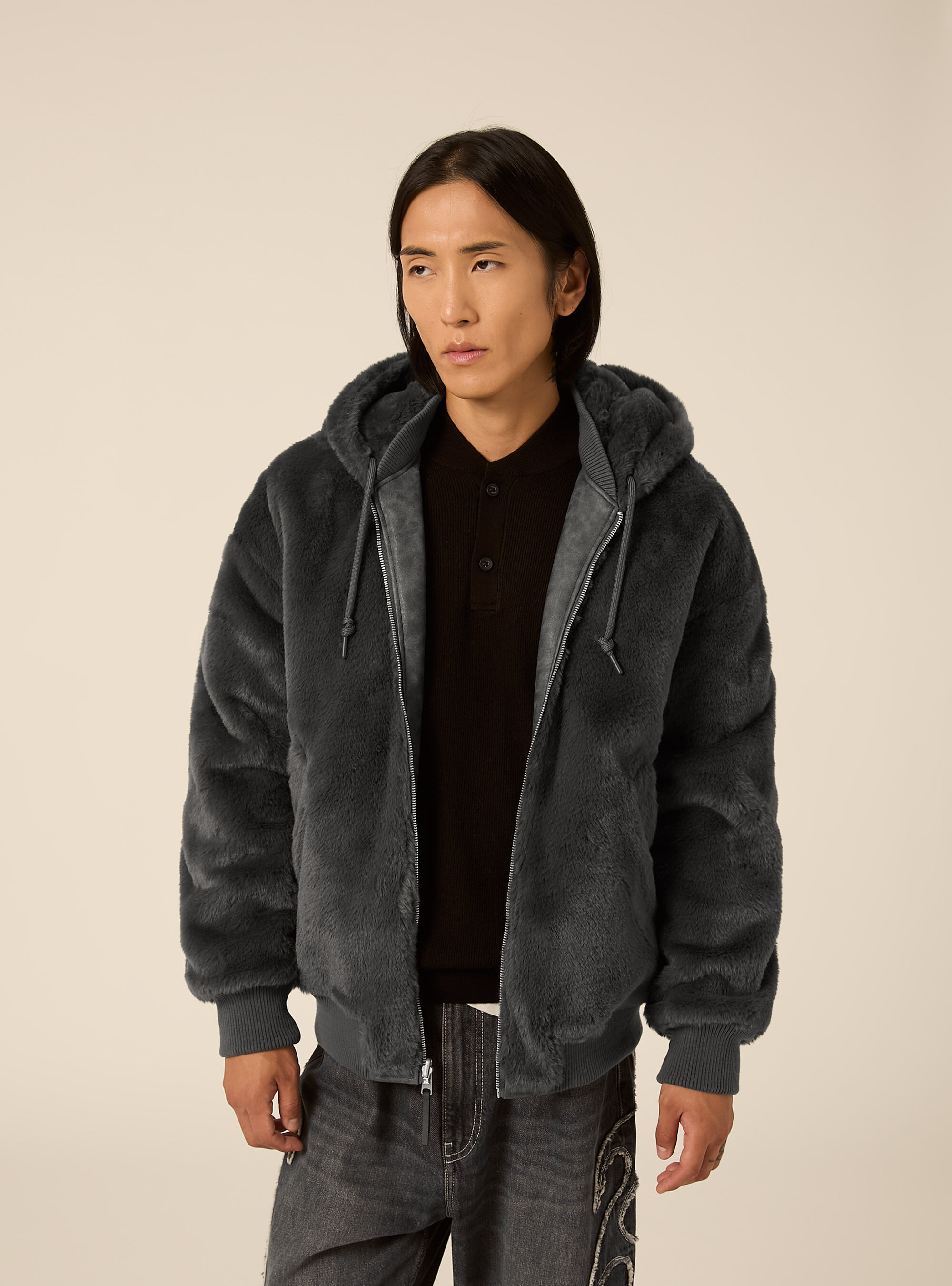 Bomber reversibile con cappuccio, GY2 GREY MEDIUM