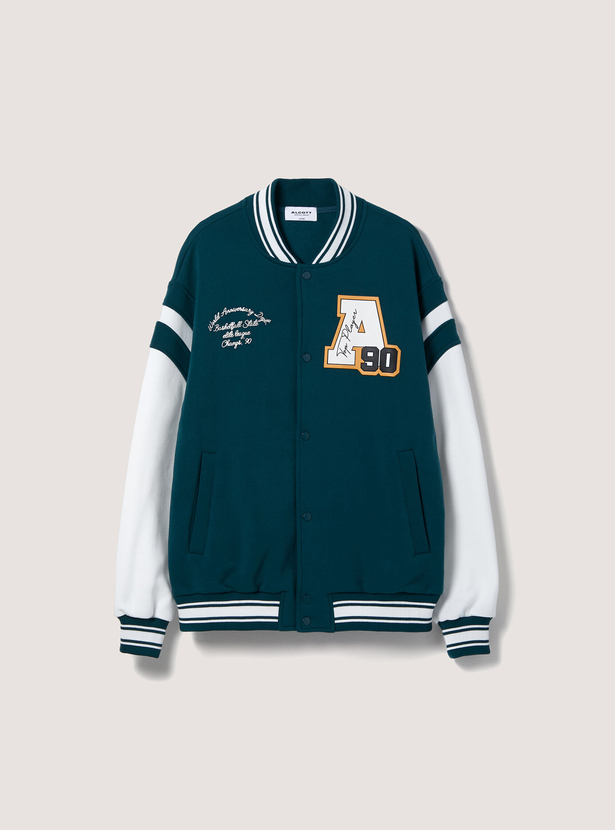 College Bomber Jacket with print, OB2 BLUE OIL MED.