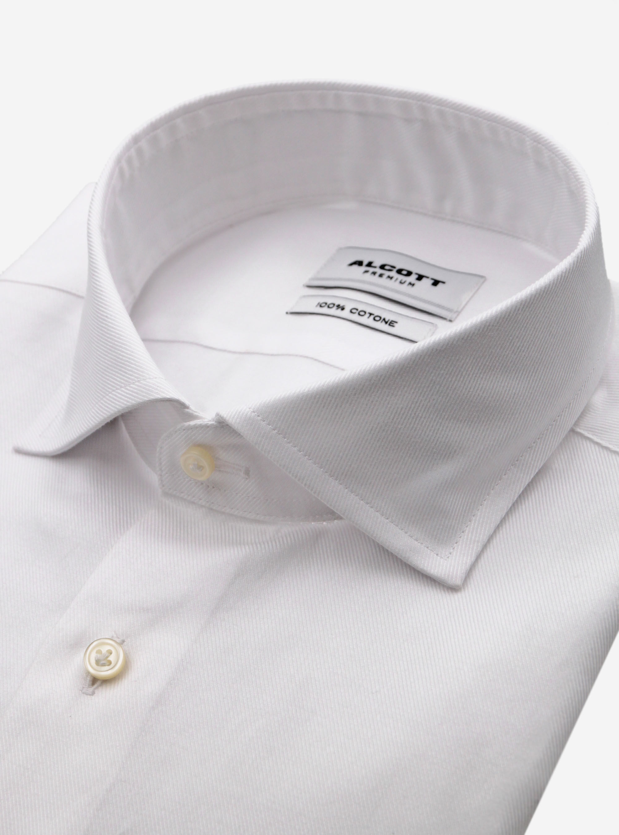 Chemise en twill avec col francais, C099 WHITE