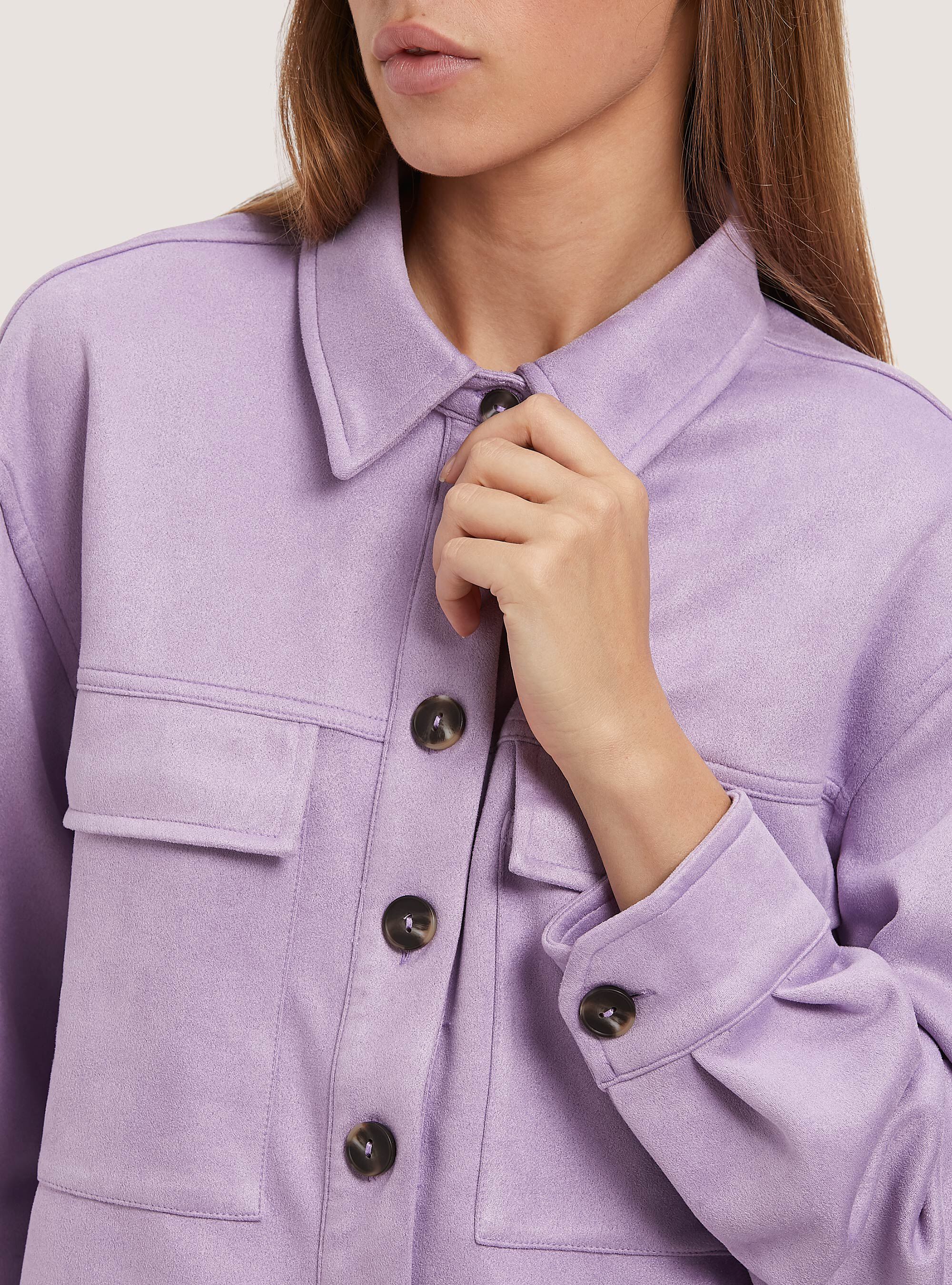 Chaqueta camisera cropped de ante, LC2 LILLAC MEDIUM