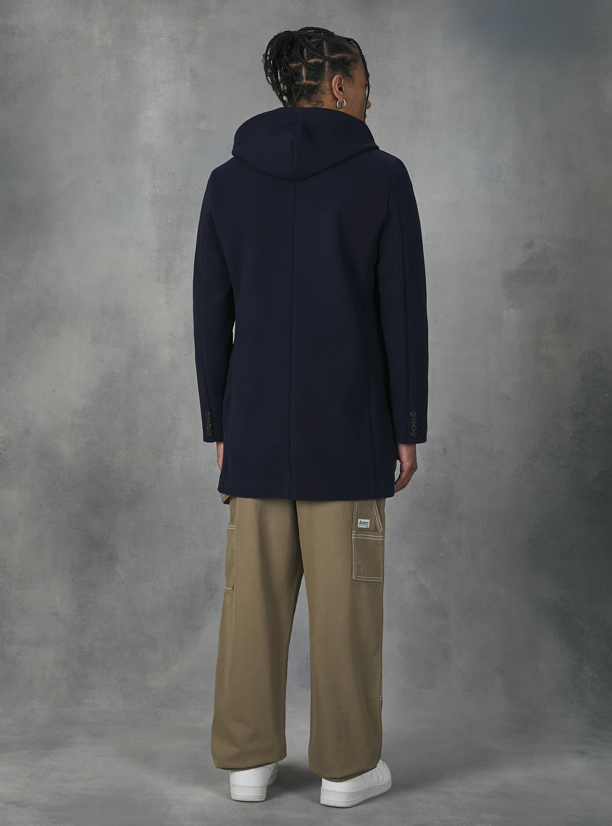 Hooded fabric coat, NA1 NAVY DARK