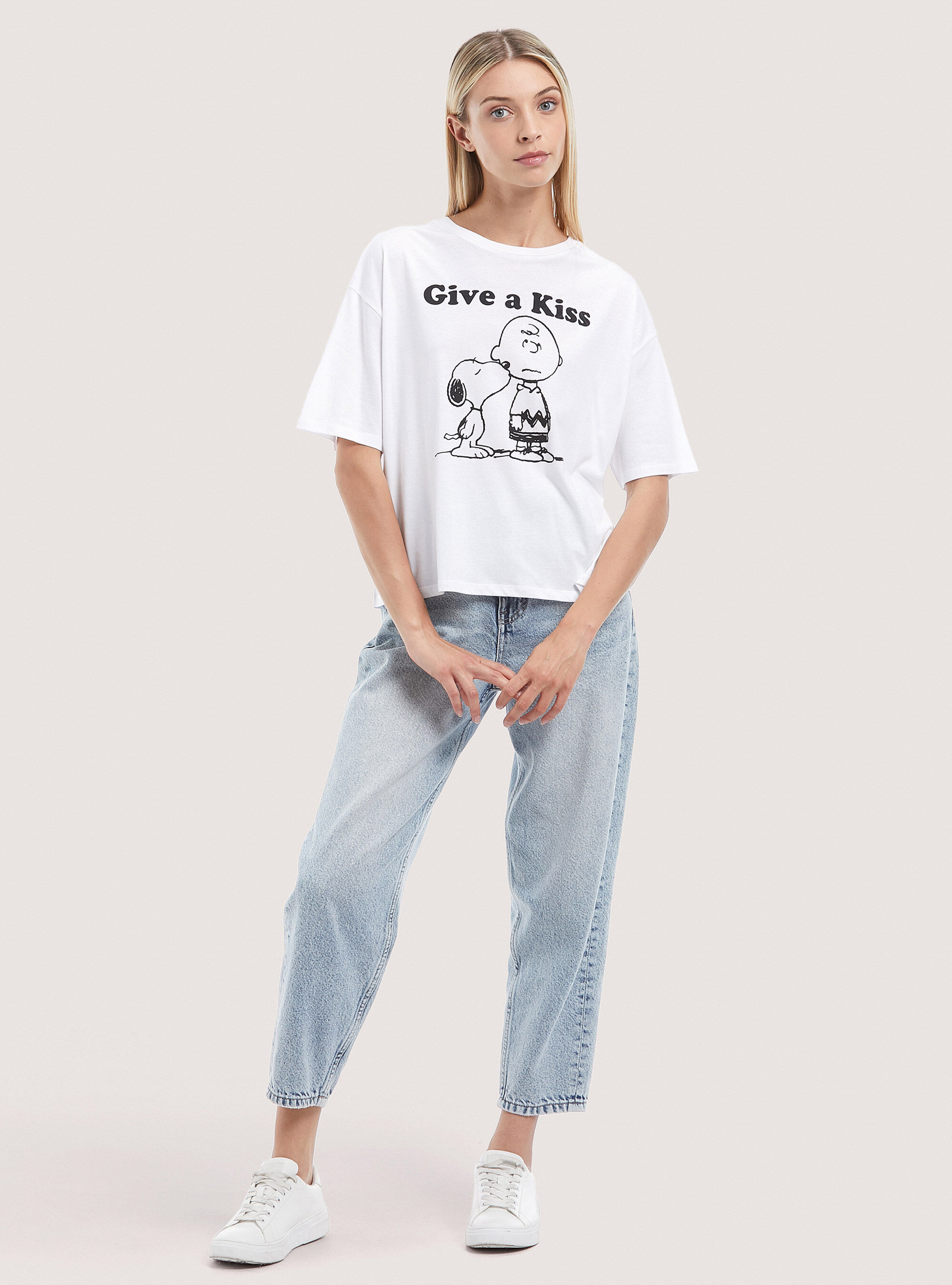 Camiseta recortada Peanuts x Alcott, BLANCO