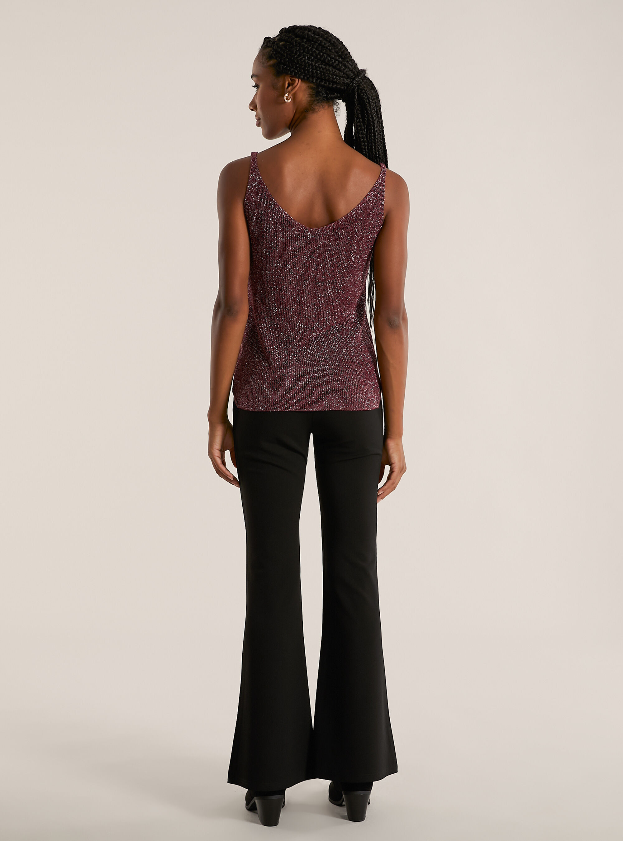 Lurex knit tank top, BO1 BORDEAUX DARK