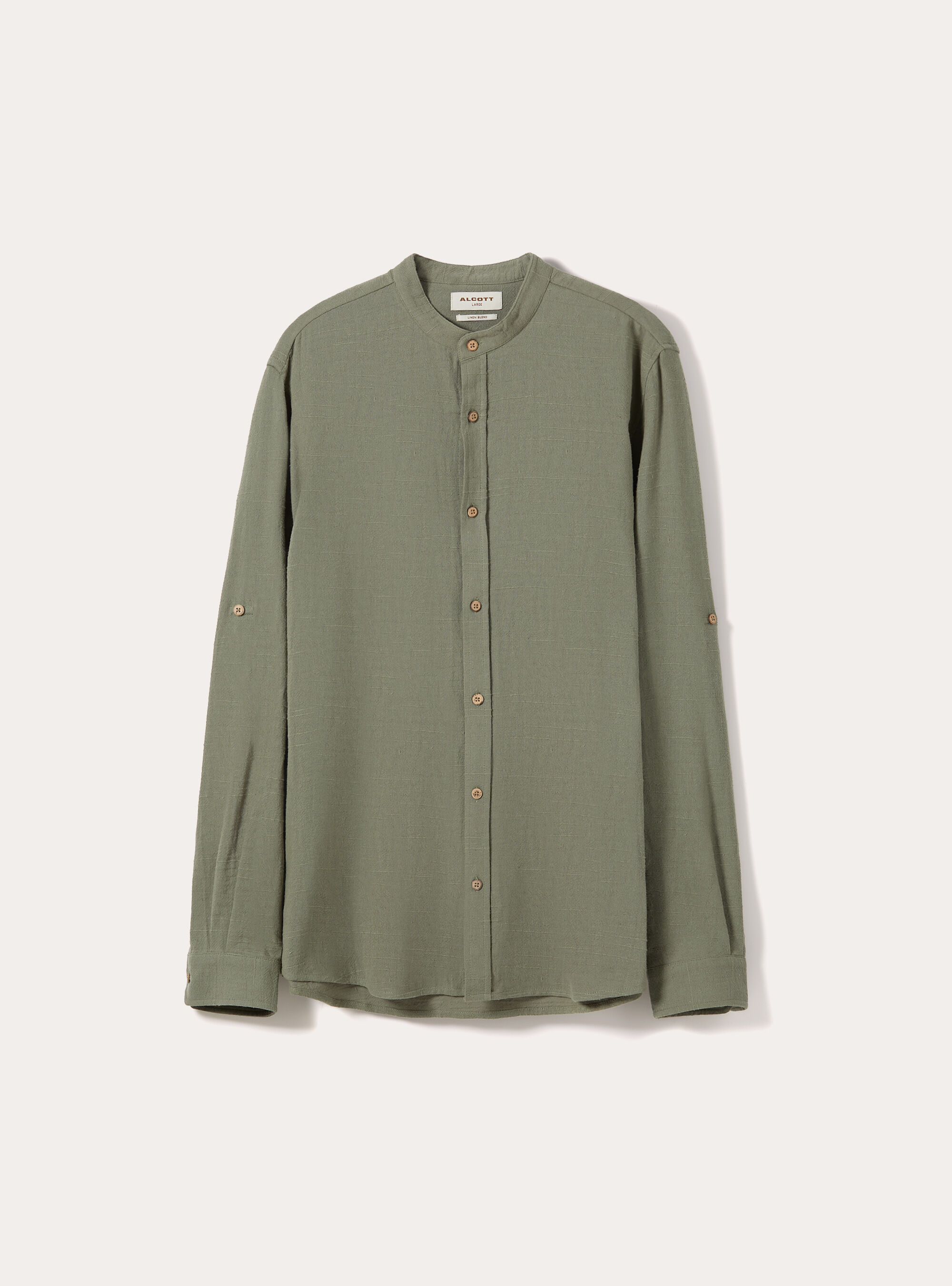 Camicia con collo alla coreana in misto lino, KY2 KAKY MEDIUM