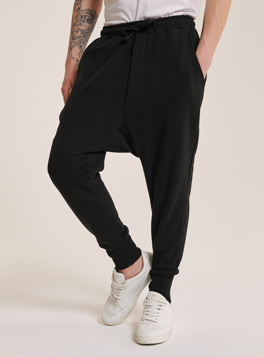 Basic fleece jogger with low crotch
