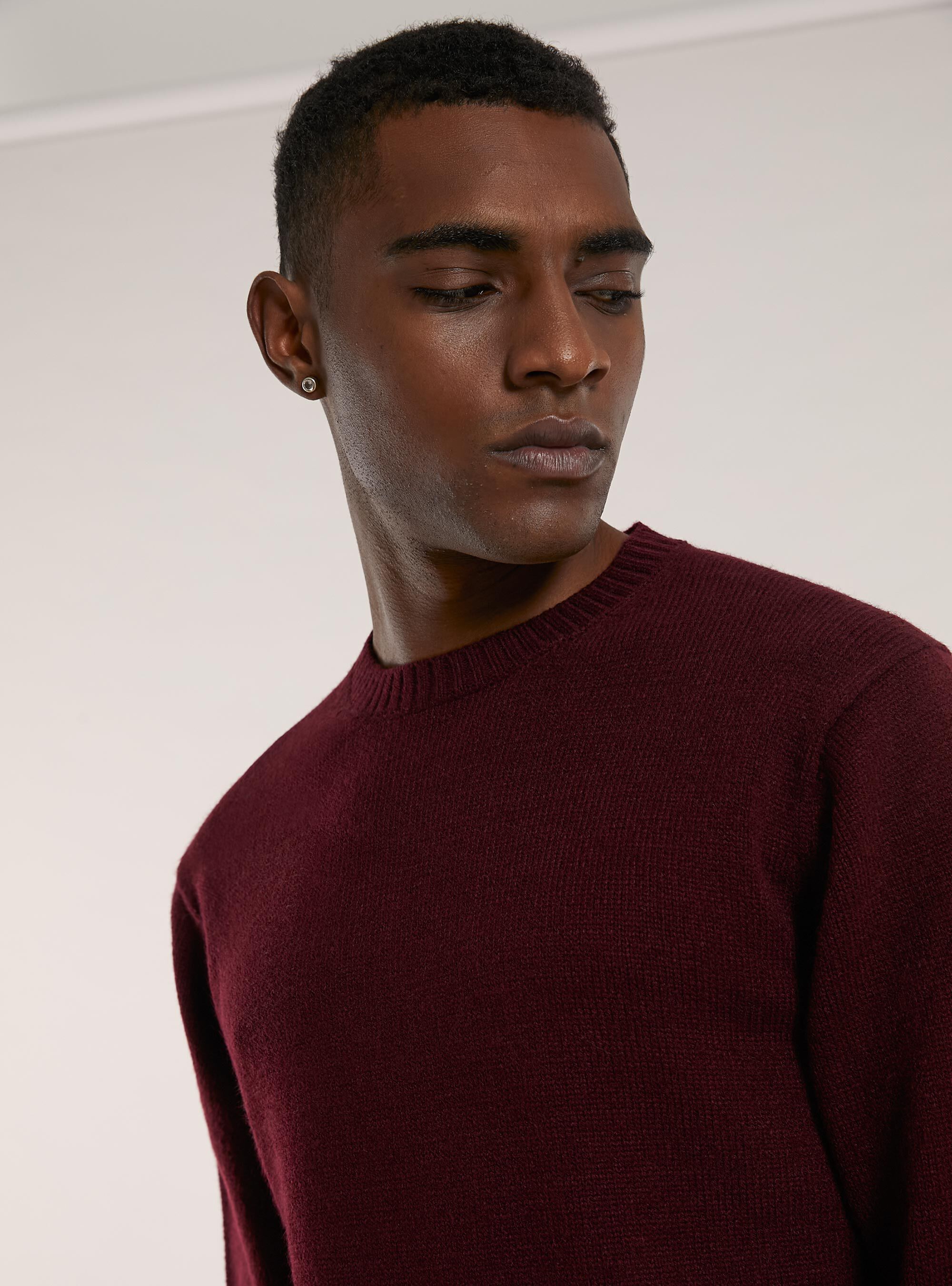 Jersey de cuello redondo tipo cachemira, BO1 BORDEAUX DARK