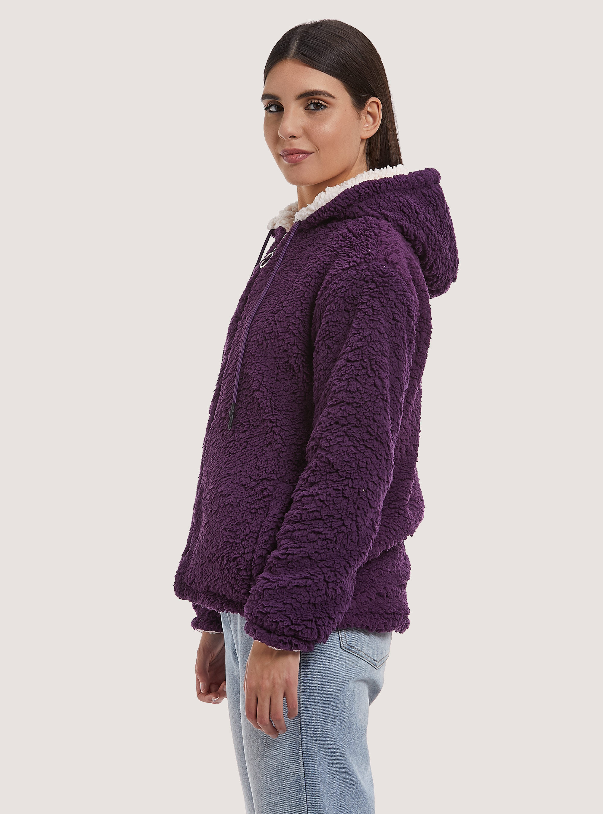 Giubbotto bomber in teddy, VI3 VIOLET LIGHT