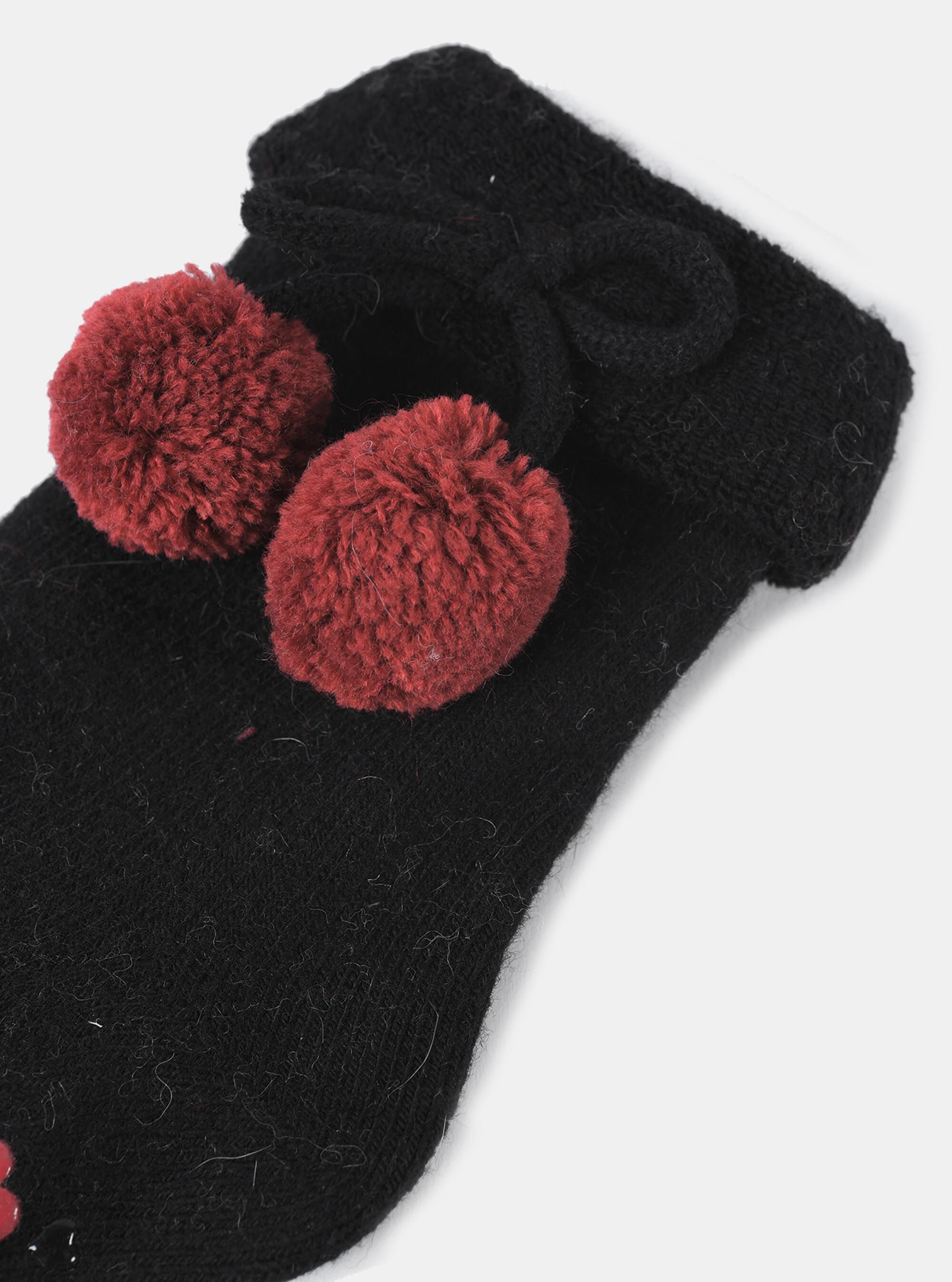 Calzini antiscivolo con pom pom, BLACK