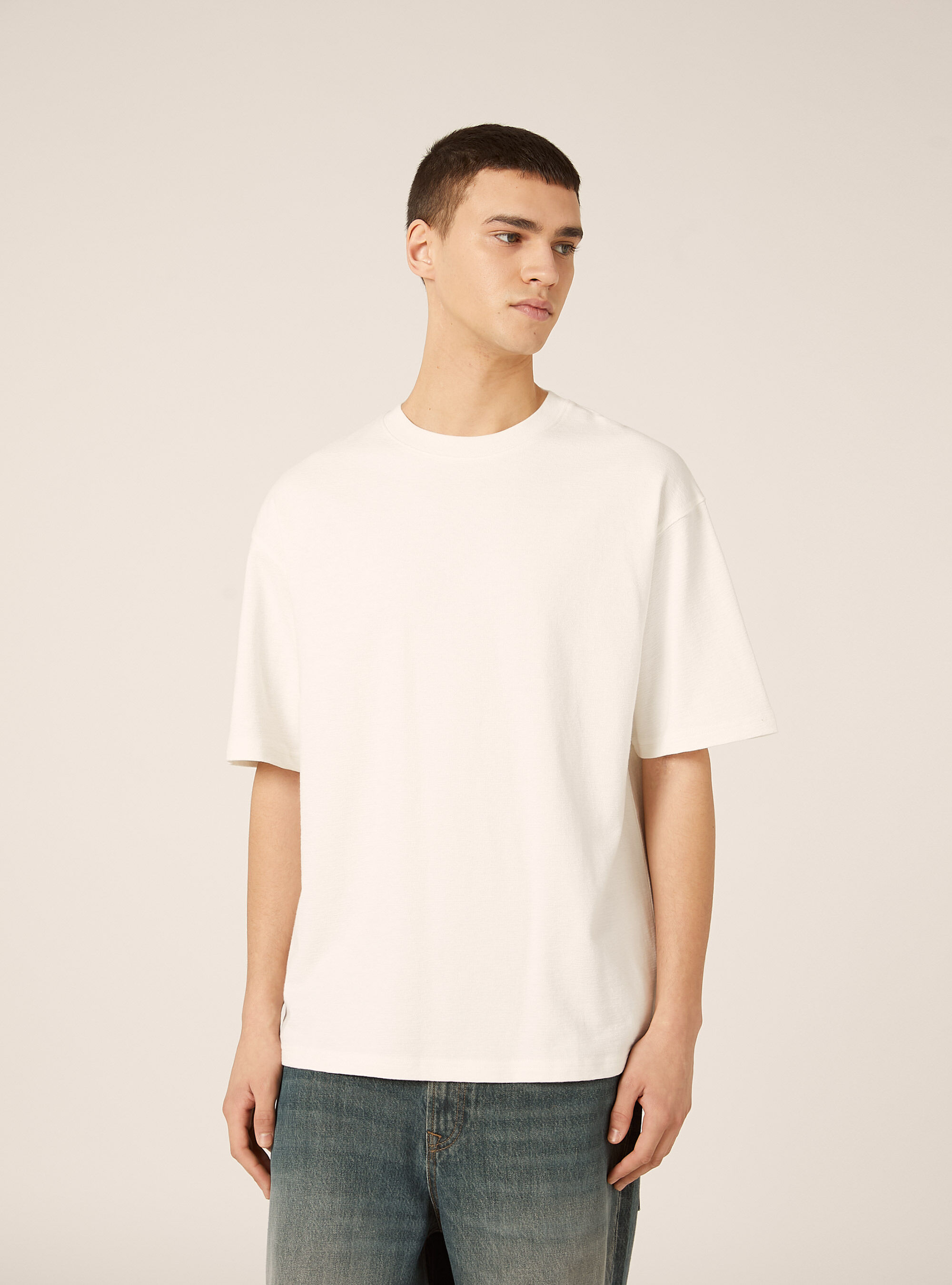 T-shirt in jersey texture fit boxy, WH1 OFF WHITE