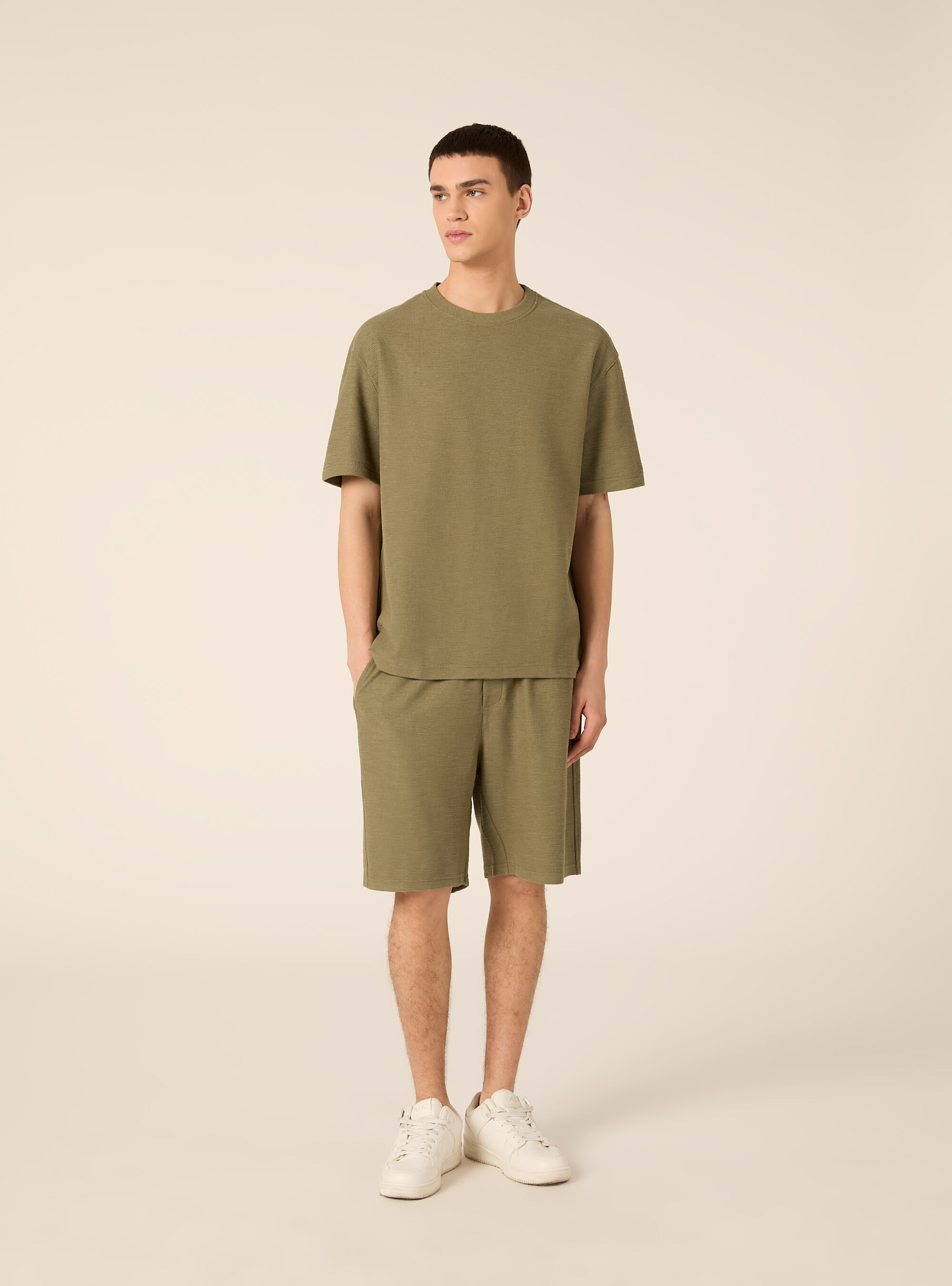 T-shirt in interlock waffle