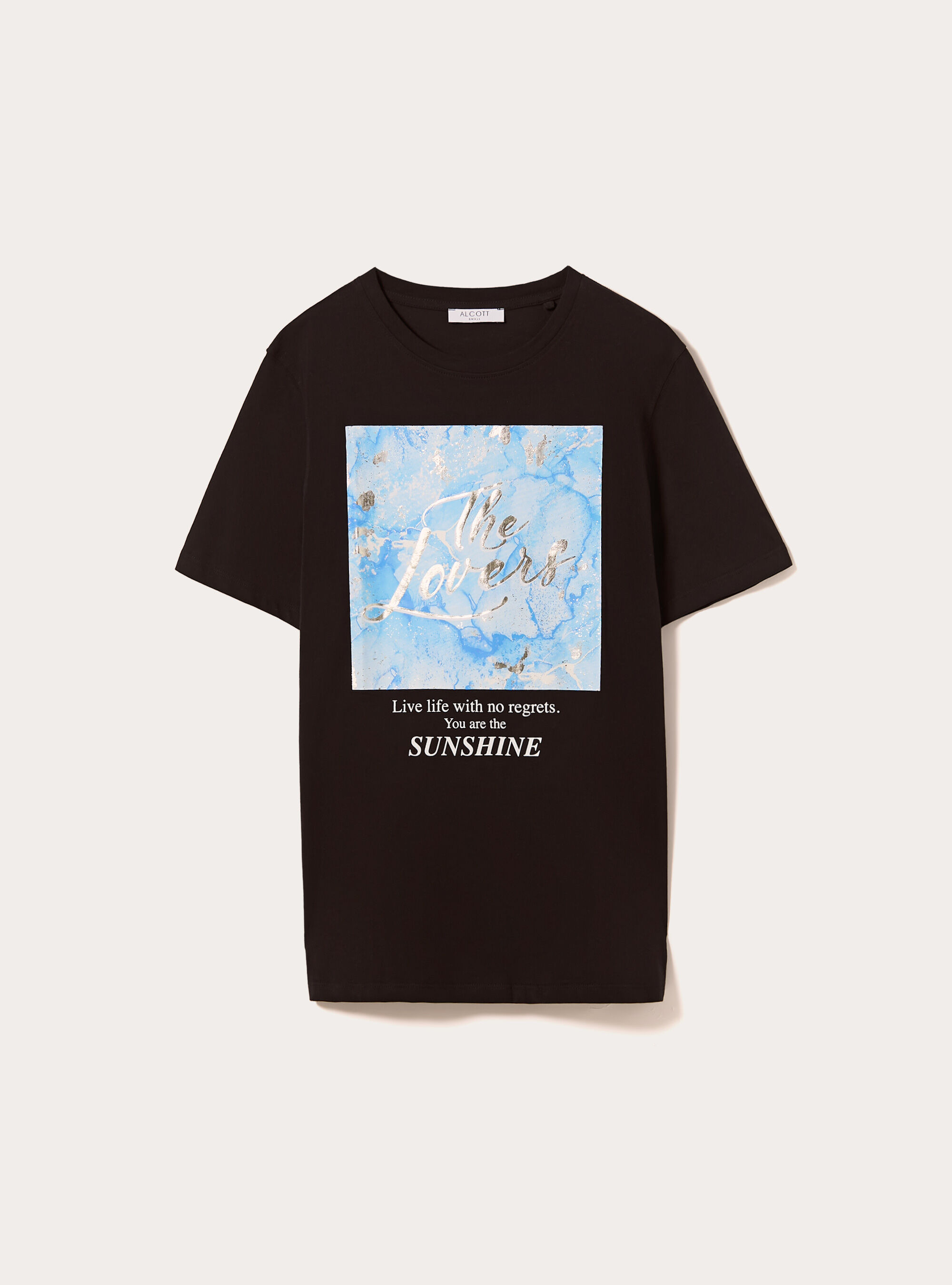 Metallic print t-shirt, BK1 BLACK