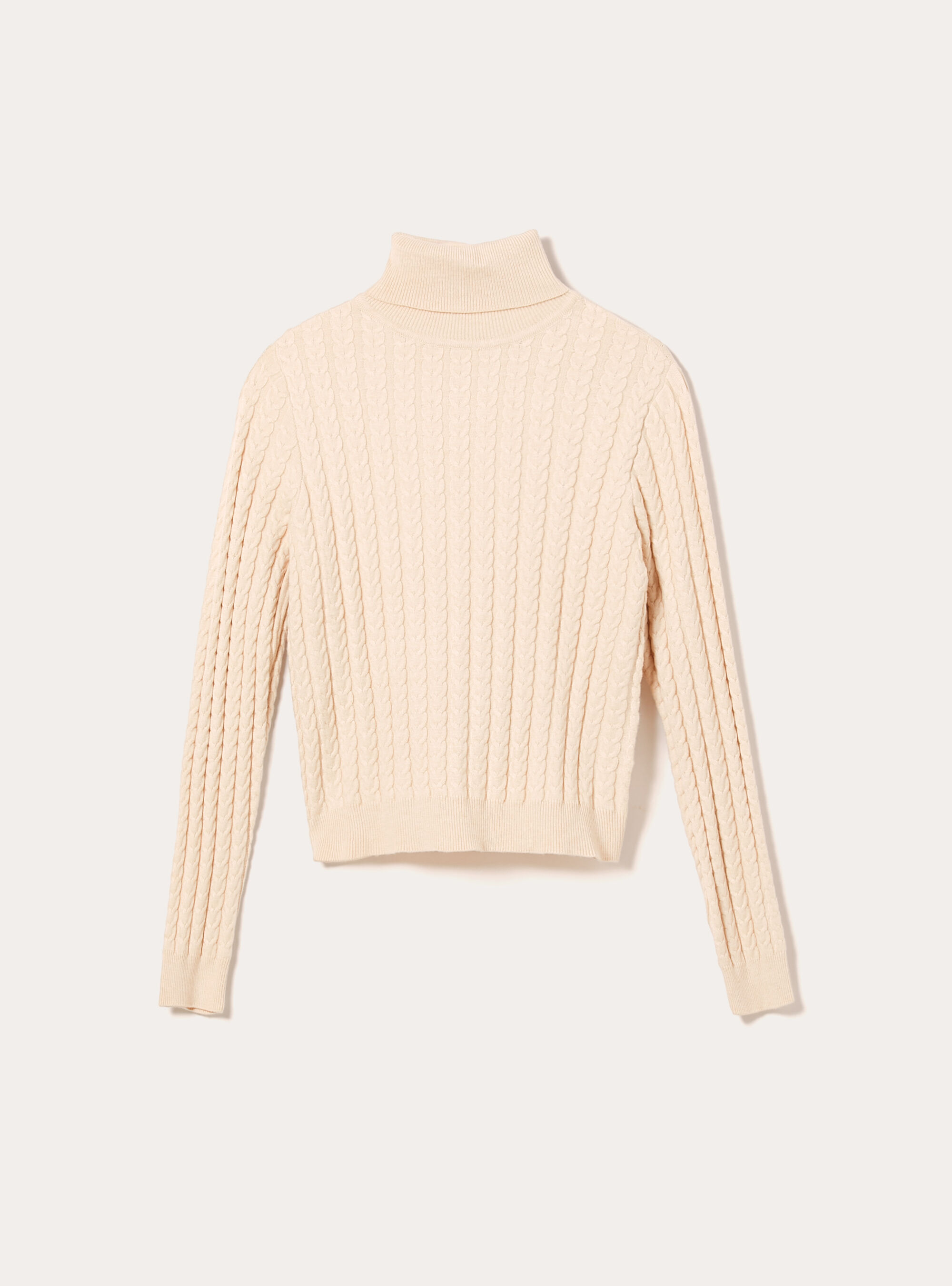 Pullover a collo alto a trecce, MCR2 CREAM MEL MED
