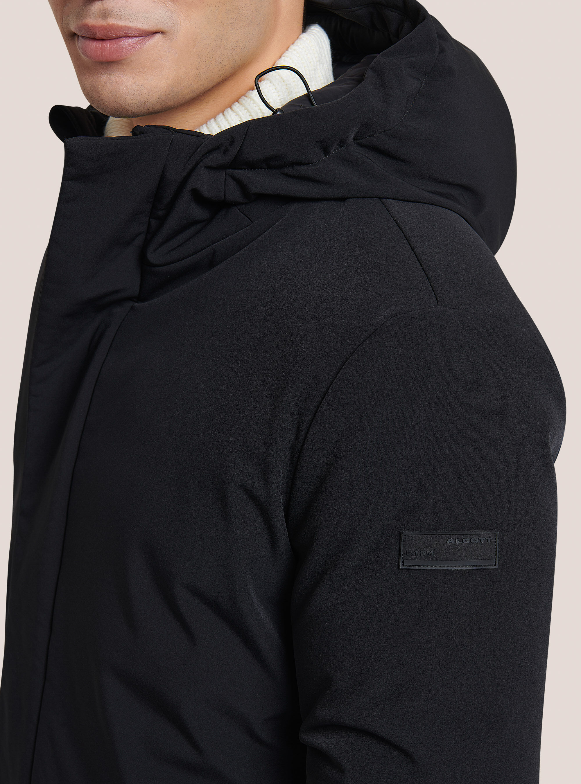Technical fabric jacket with 100% recycled padding, BLACK