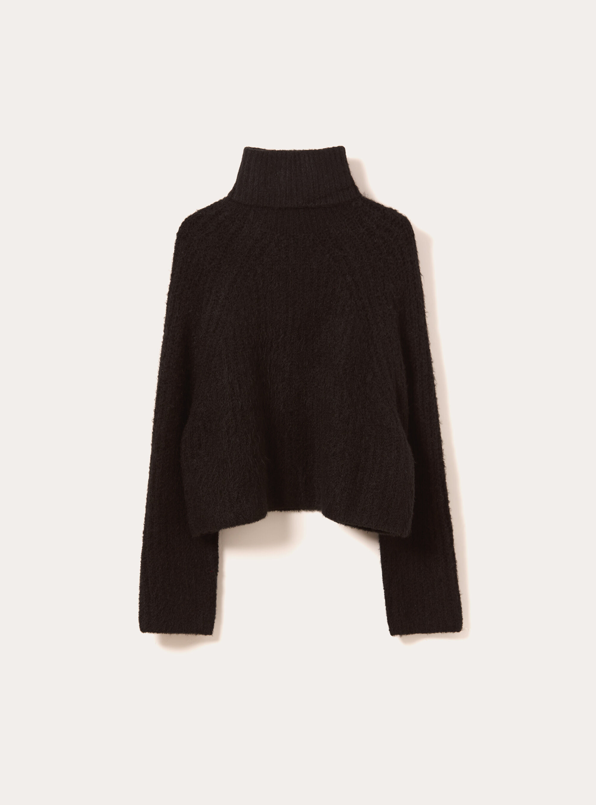 Pullover a costa inglese a collo alto, BK1 BLACK