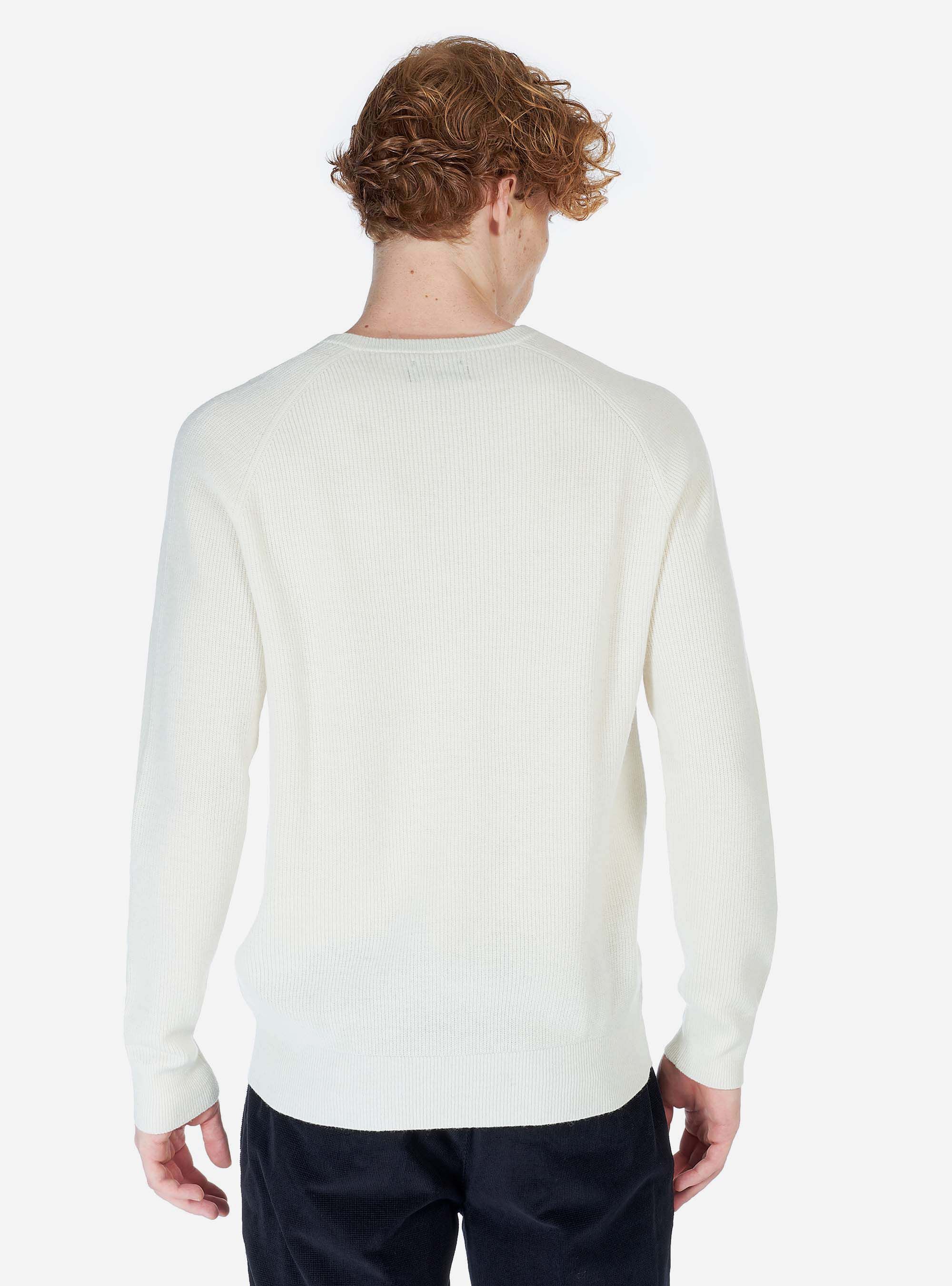 ROUNDNECK PULLOVER IN WOOL, WHITE