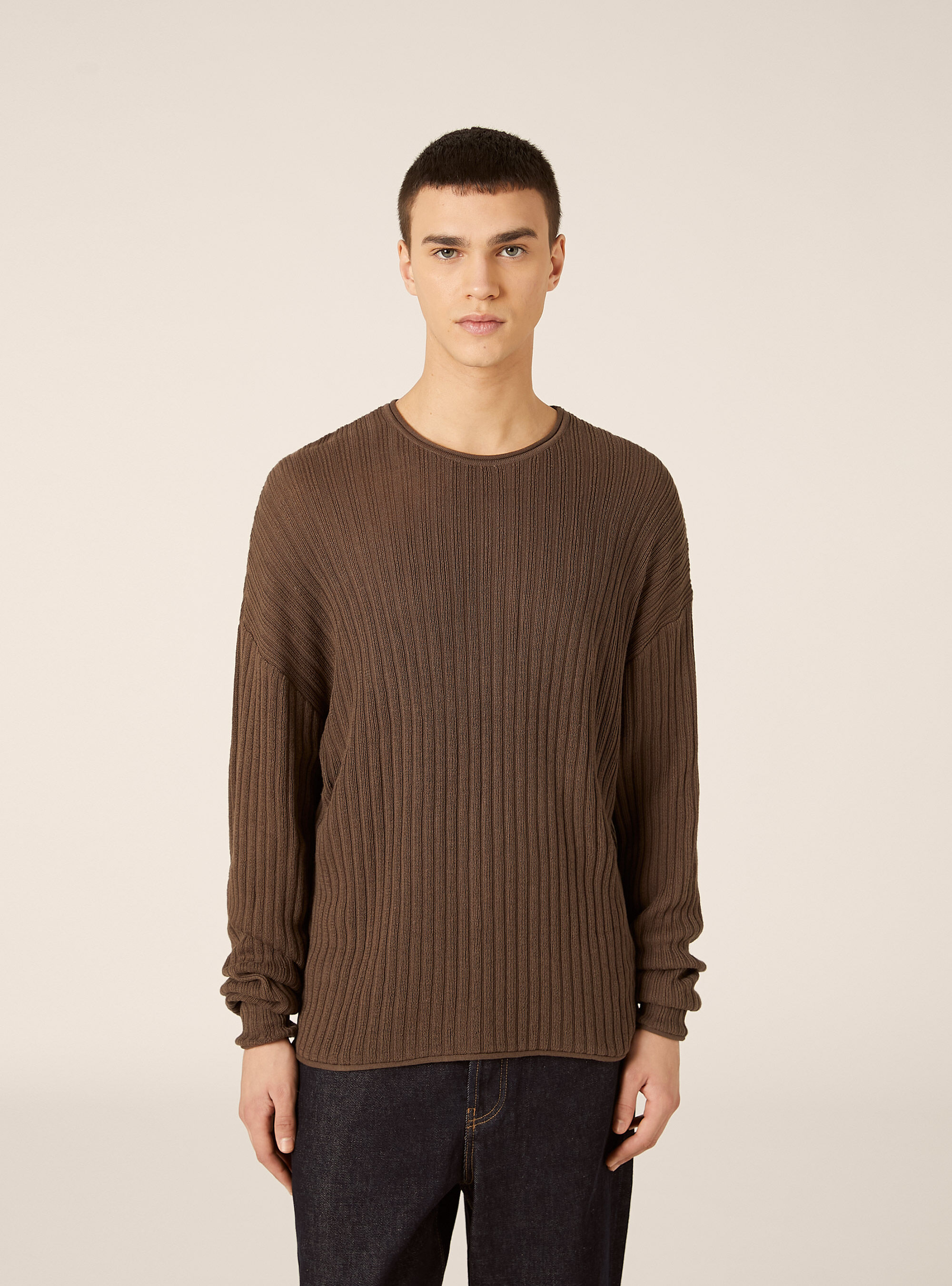 Pullover in misto cotone, BR2 BROWN MEDIUM