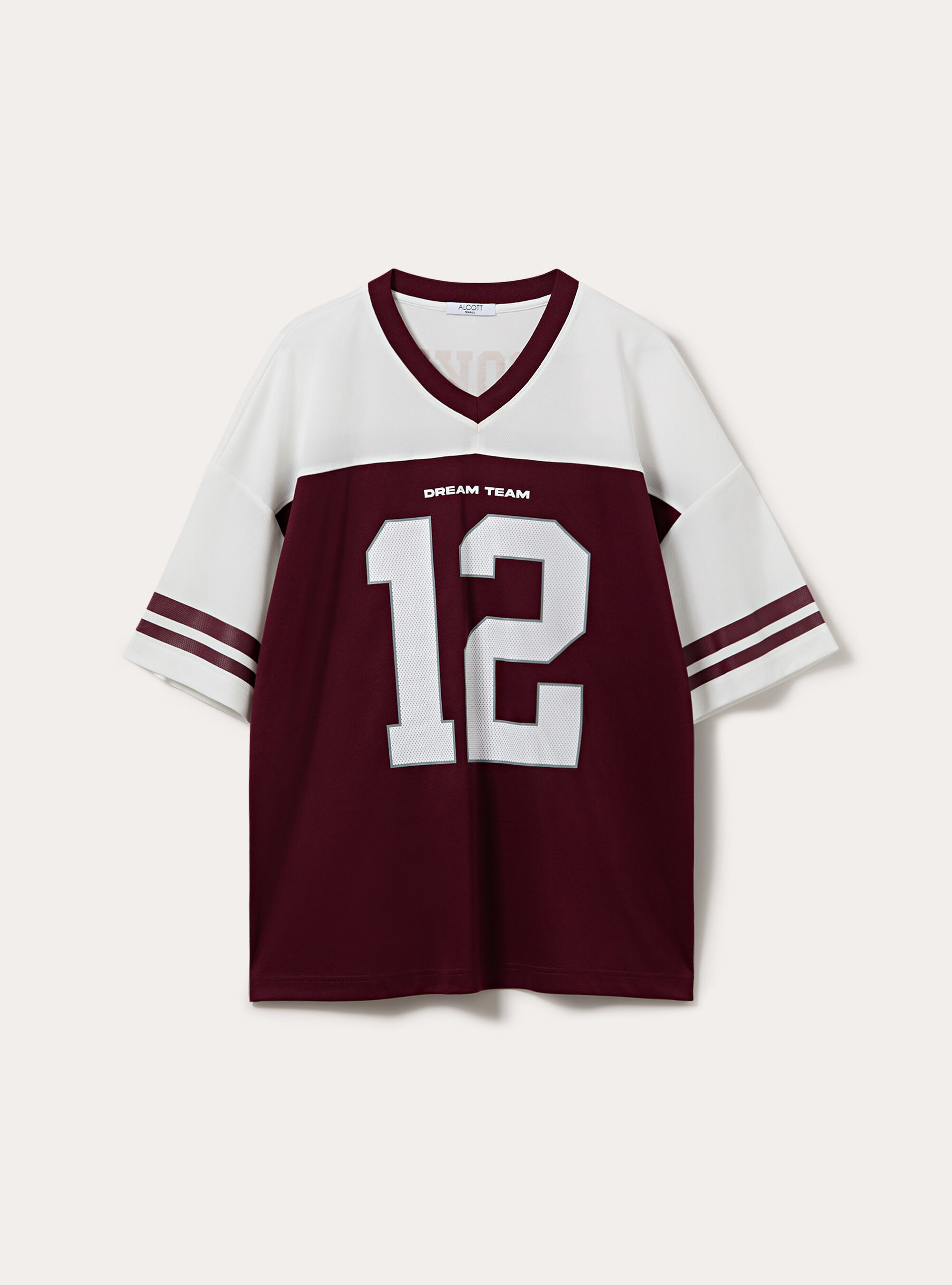 T-shirt oversize con numero, BO2 BORDEAUX MEDIUM