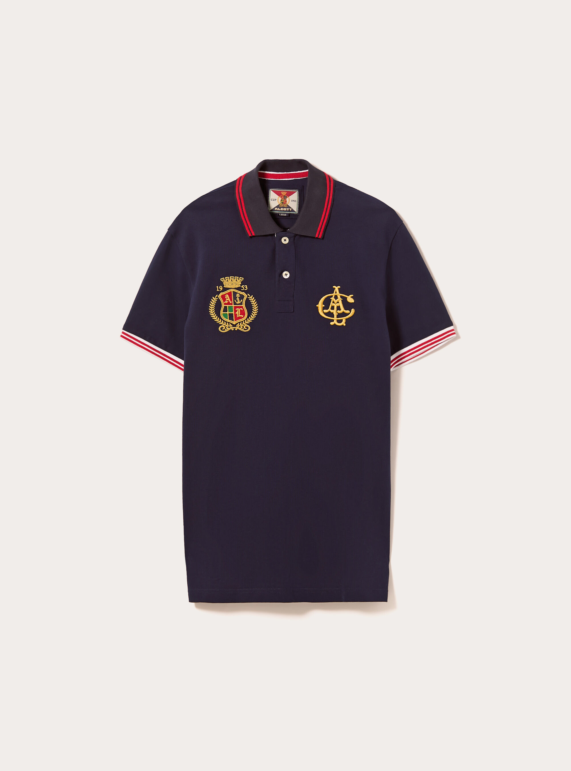 Cotton polo shirt with embroidery, BLUE