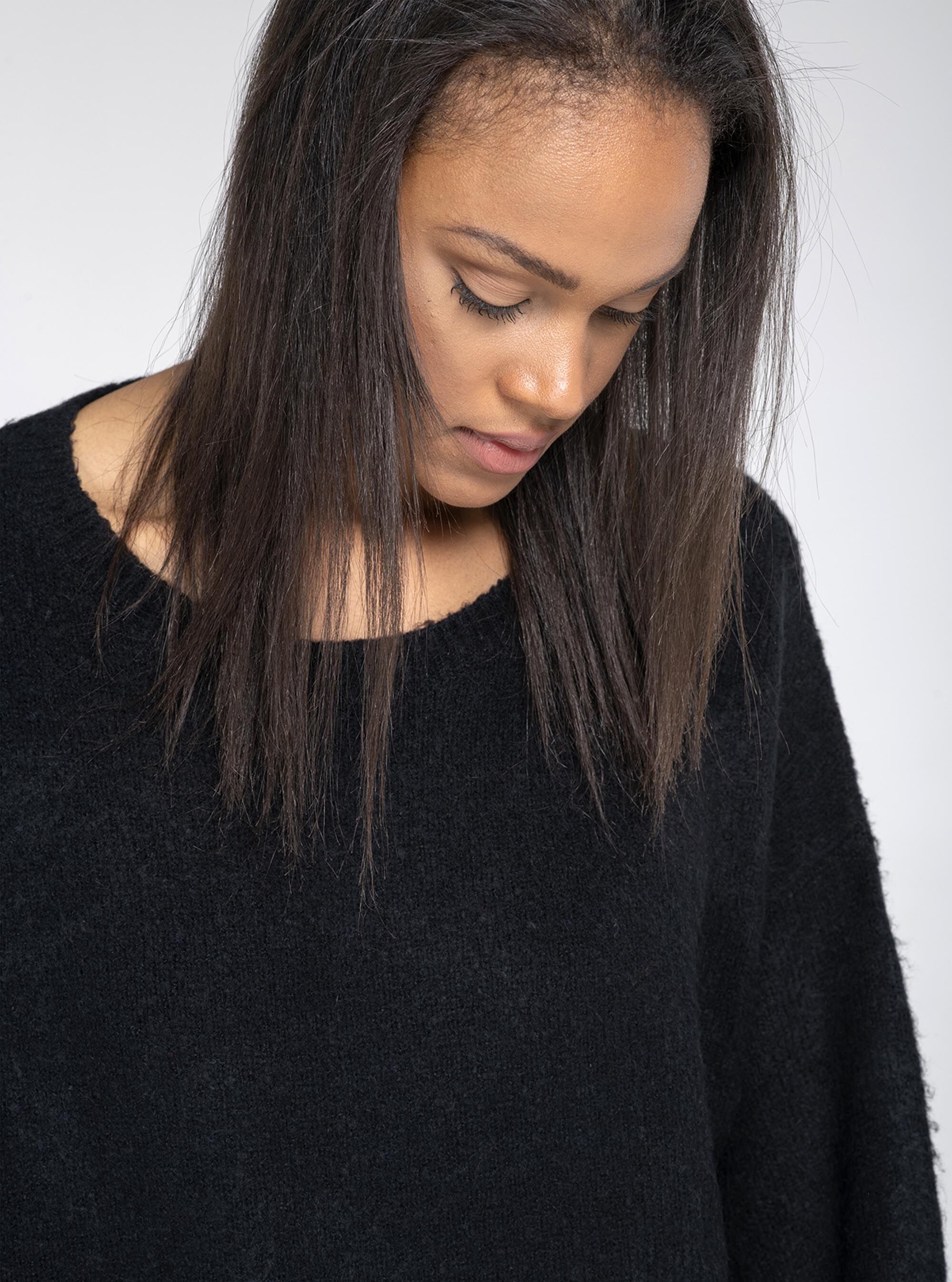 Pullover girocollo long fit, C101 BLACK