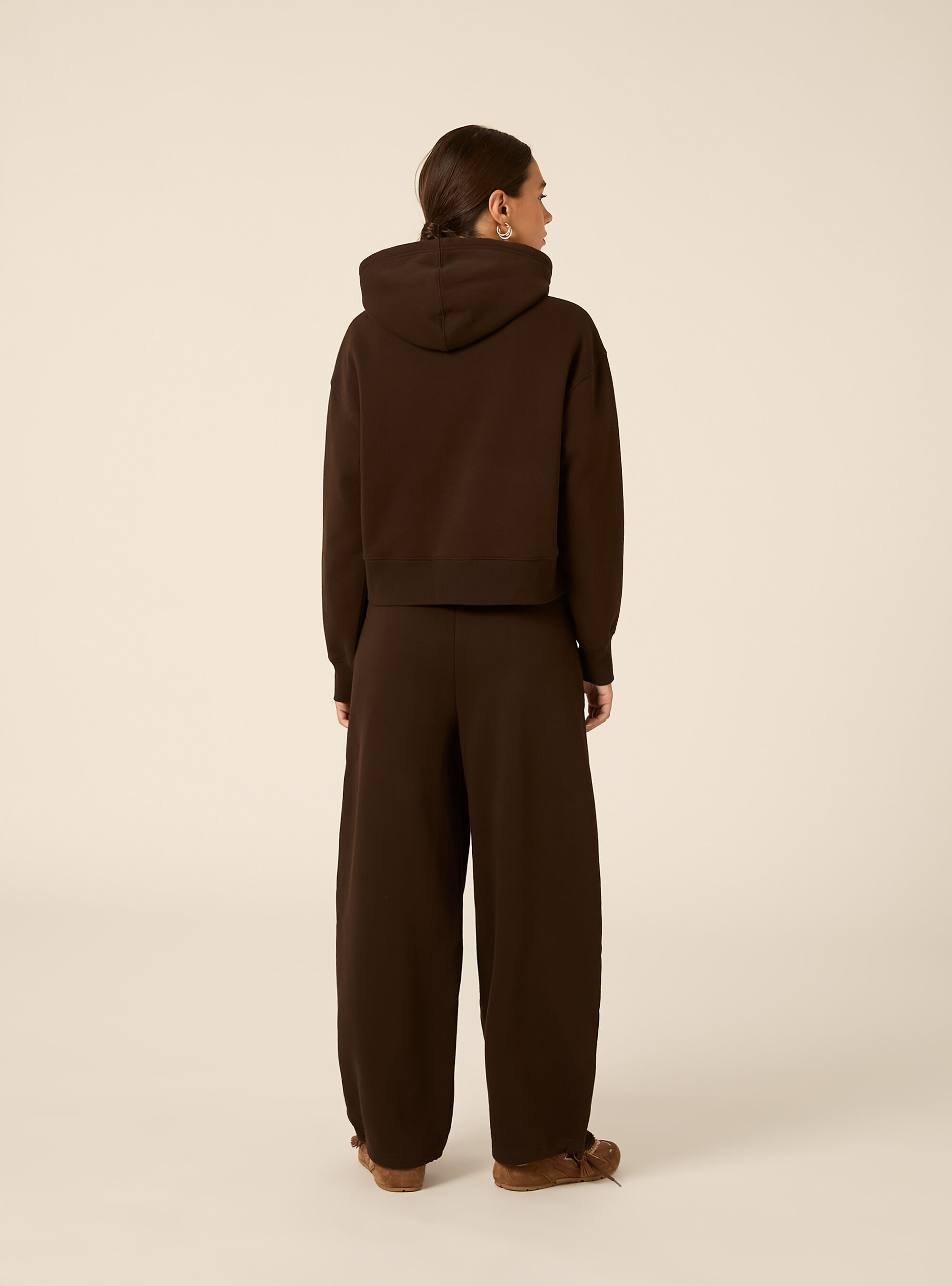 Felpa boxy con cappuccio, BR1 BROWN DARK