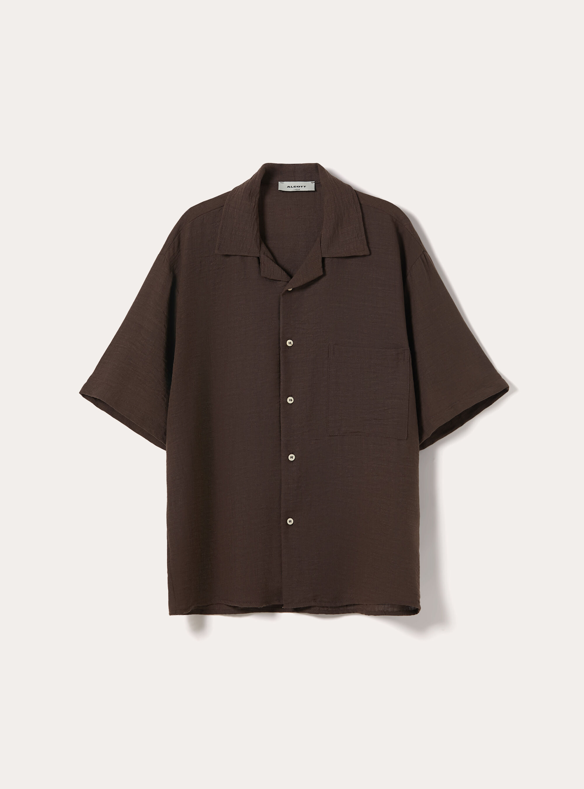 Slub Fabric Short Sleeve Shirt, BG2 BEIGE MEDIUM