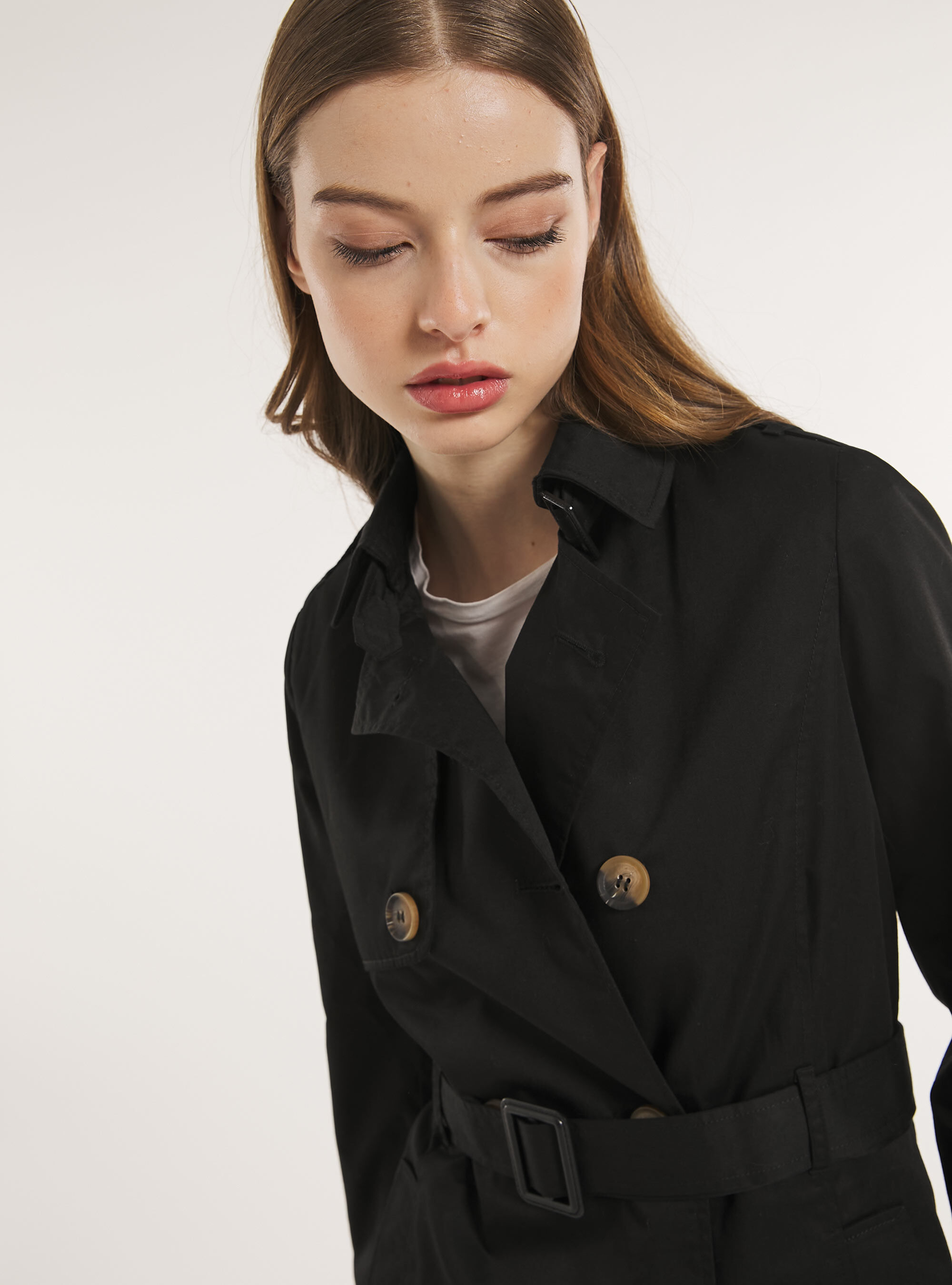 Black soft trench coat clearance