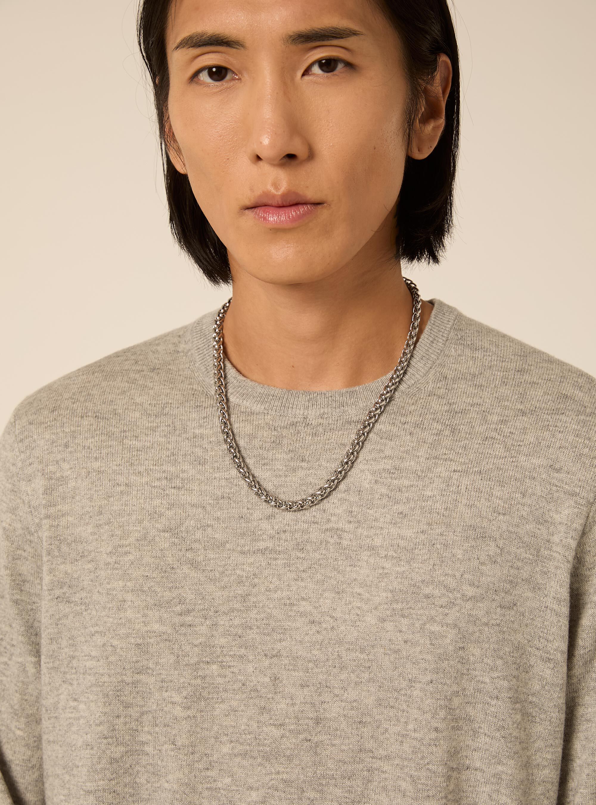 Rundhals pullover aus wolle und kaschmirmischung, MGY3 GREY MEL LIGHT