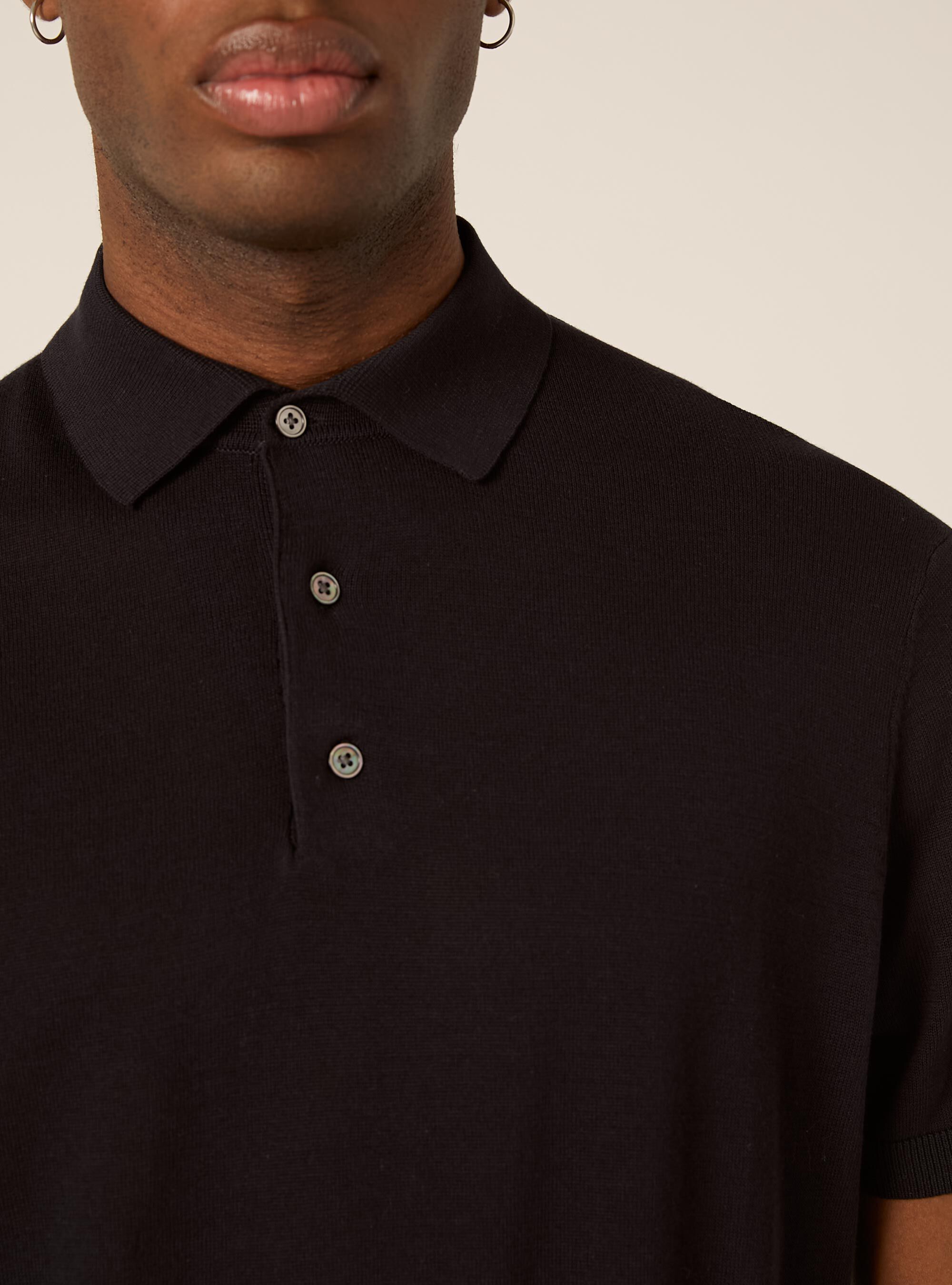 Extrafine cotton knit polo shirt, NA1 NAVY DARK