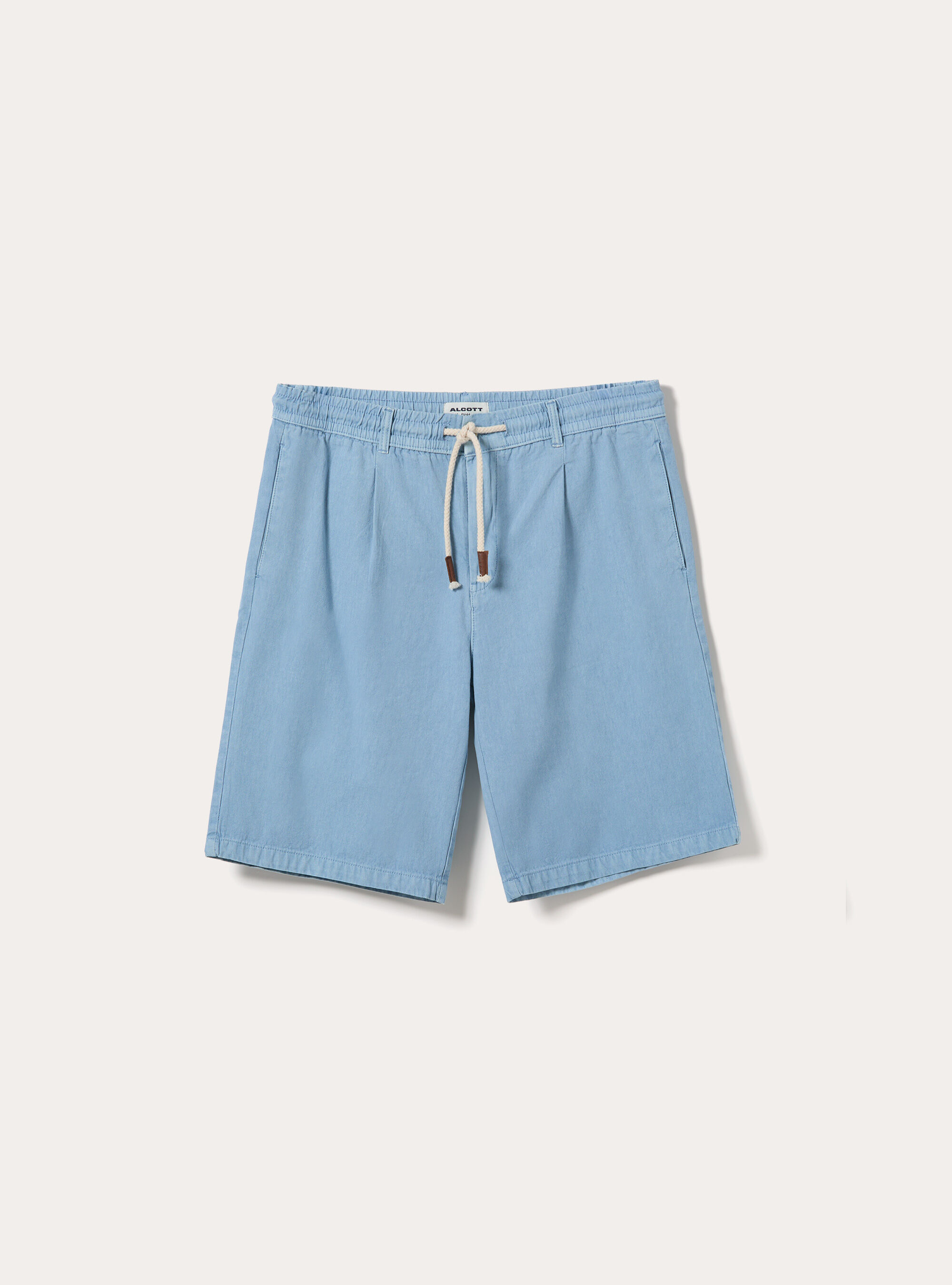 Bermudas de Baby Twill con Pinzas y Cord&oacute;n, AZ2 AZURE MEDIUM