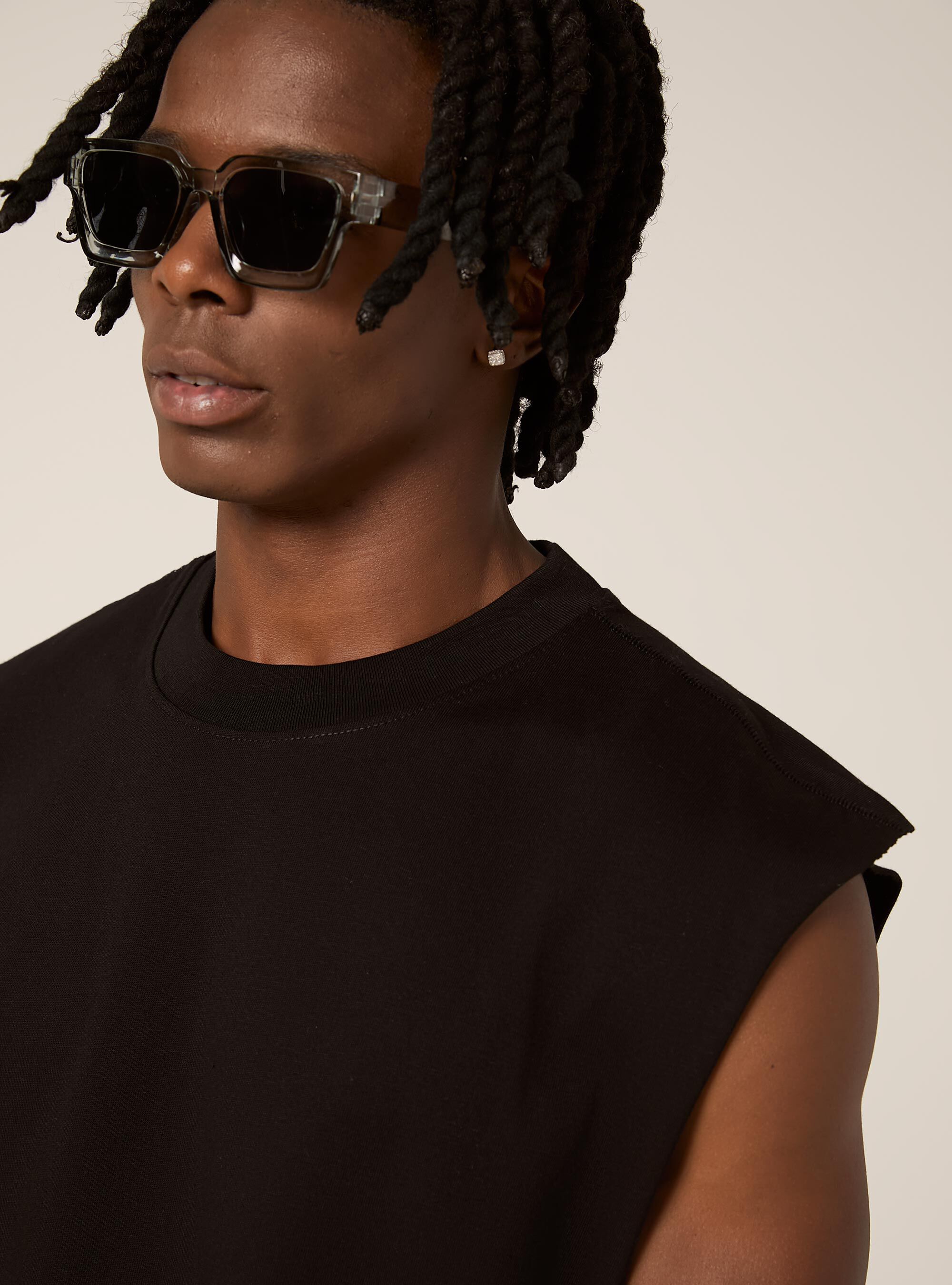 Boxy fit tank top, BK1 BLACK