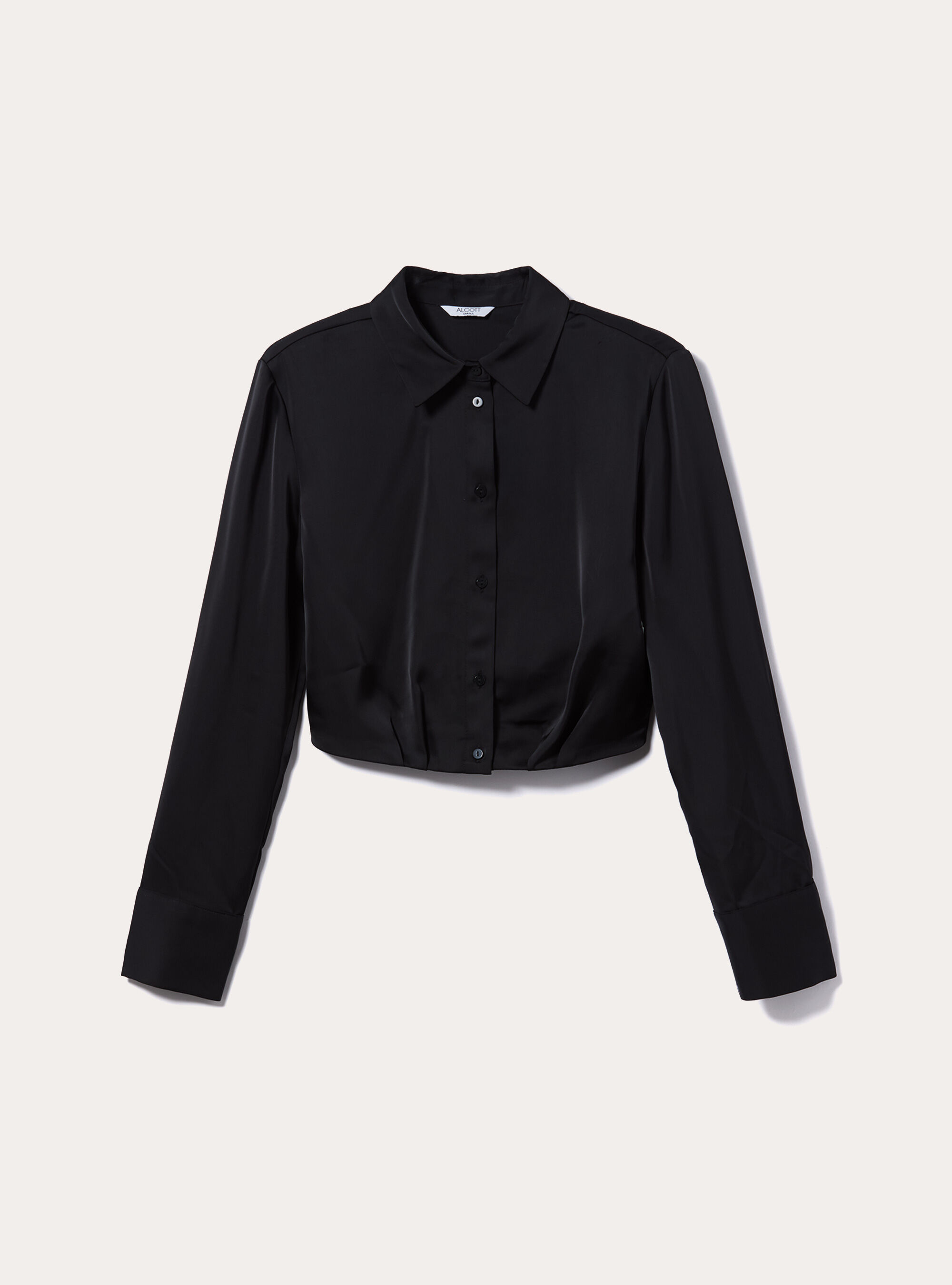 Satin cropped shirt, BK1 BLACK