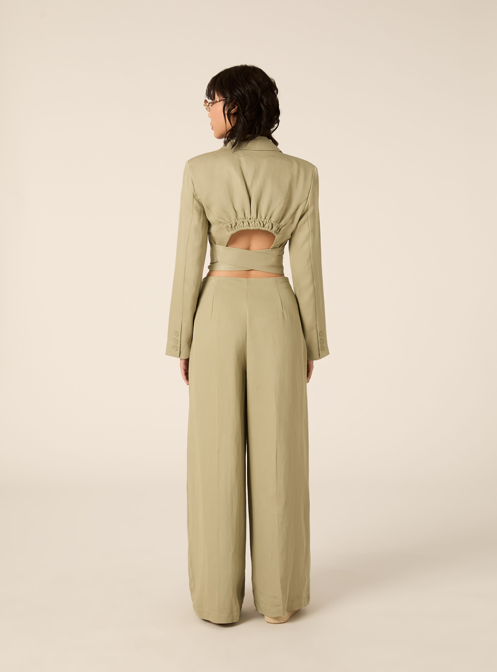 Giacca cropped con fiocco, GN3 GREEN LIGHT