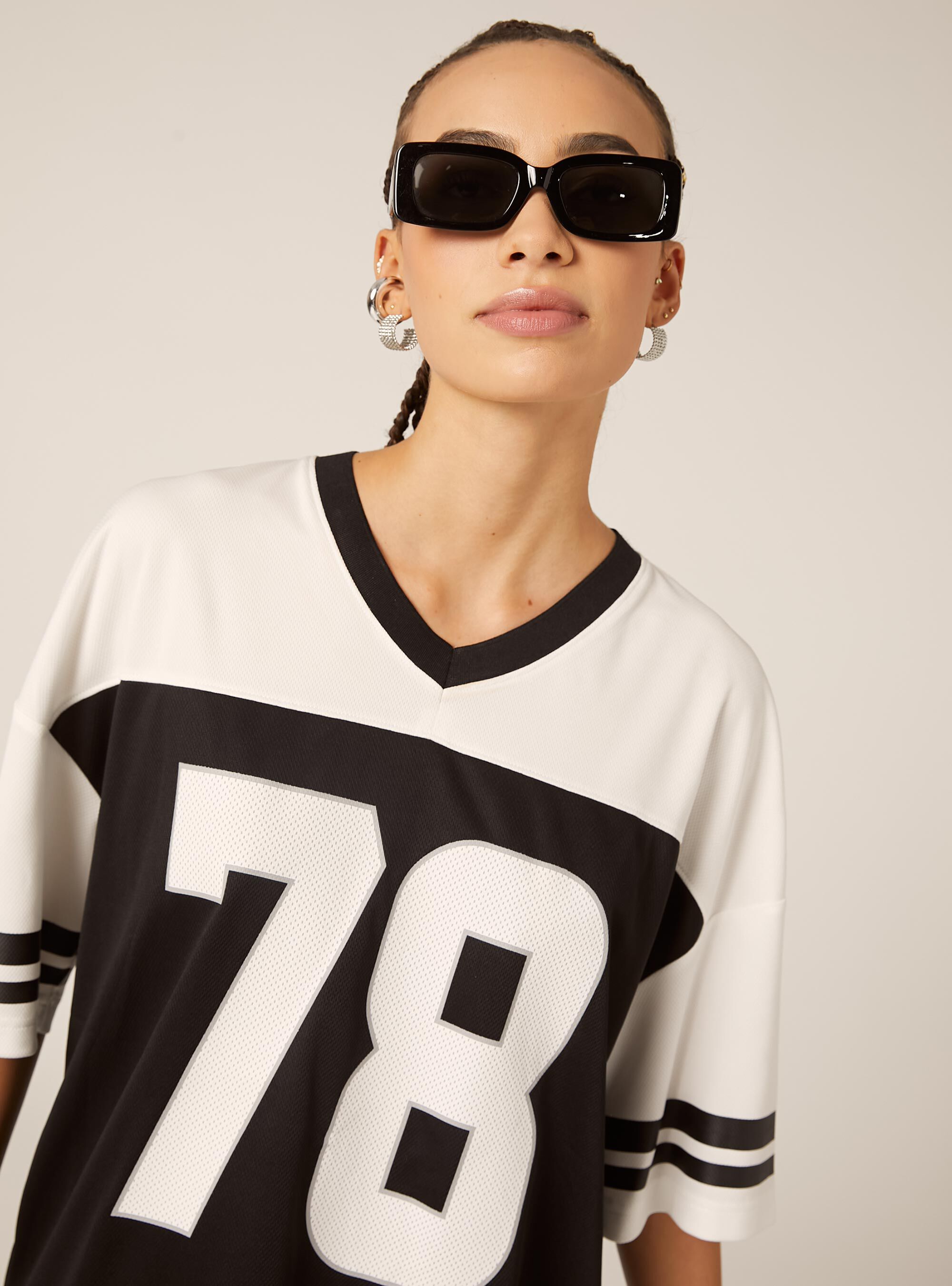 Maglietta oversize con grafica, BK1 BLACK