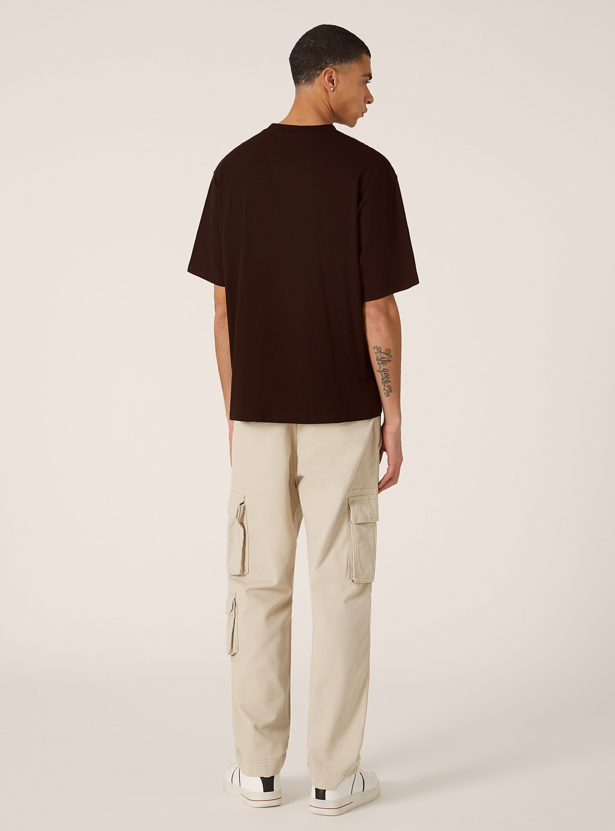 Maglietta boxy fit in cotone, BR1 BROWN DARK