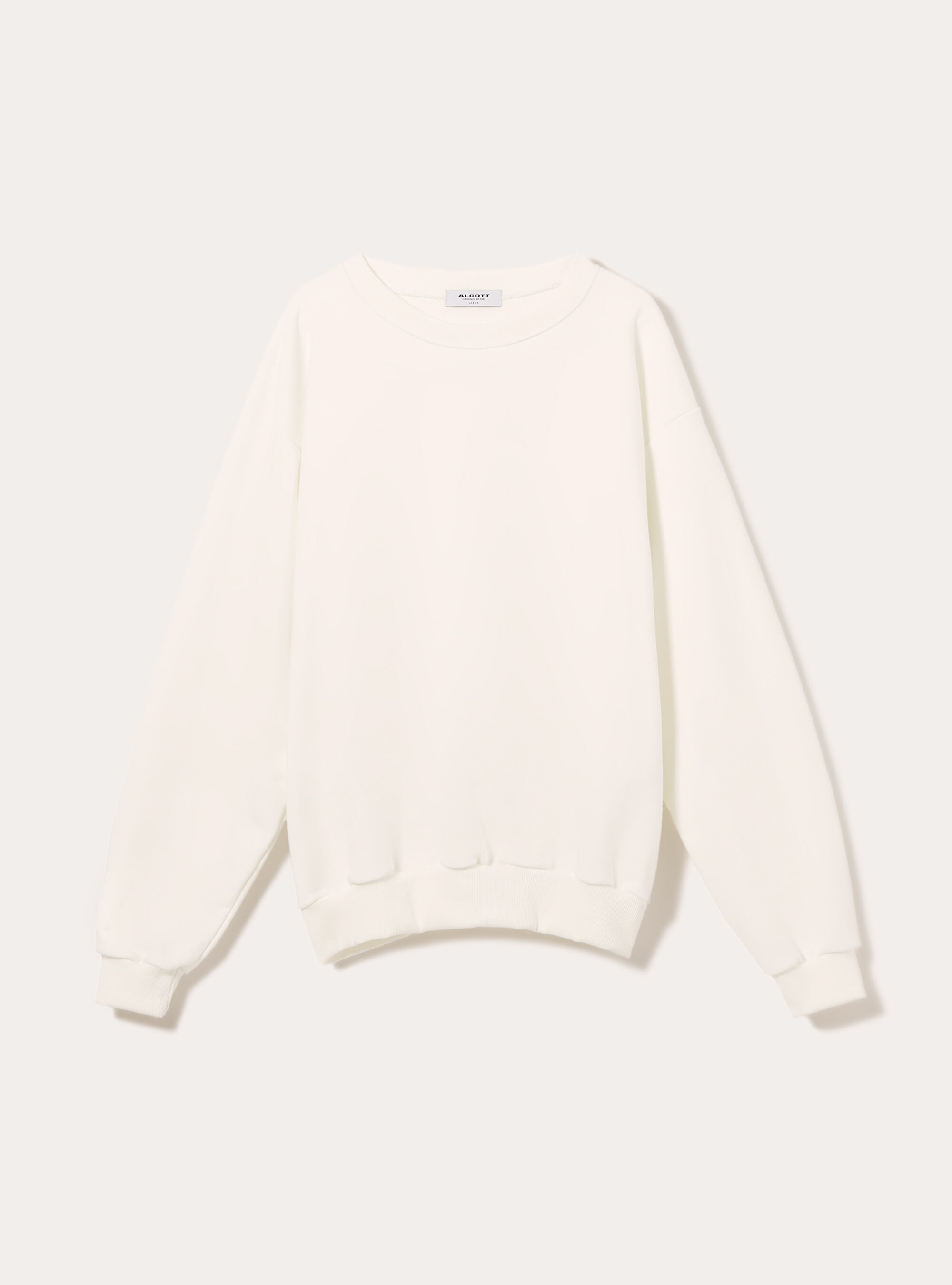 Sudadera de cuello redondo boxy fit, WH2 WHITE