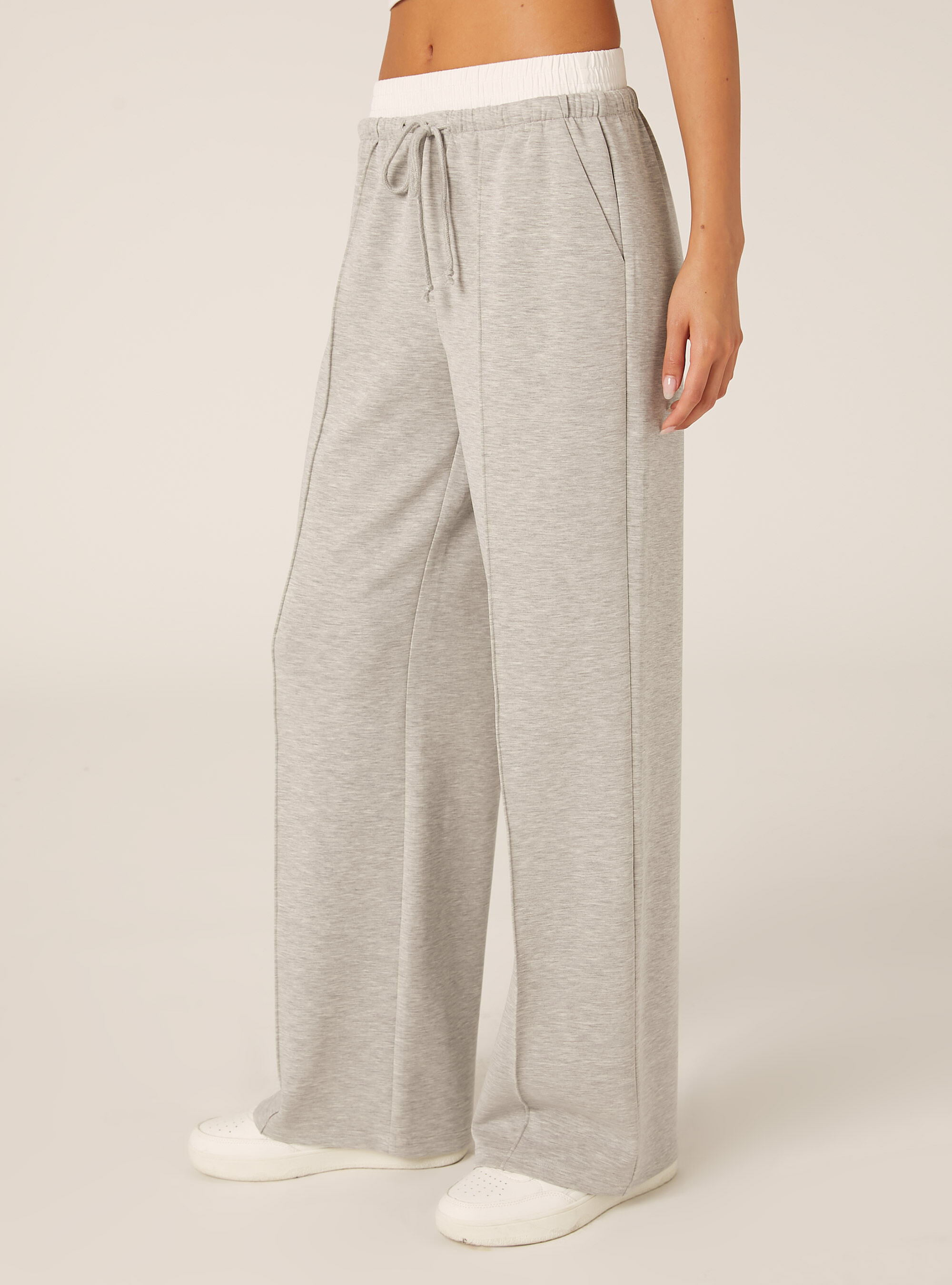 Pantalones jogger con cintura combinada, MGY3 GREY MEL LIGHT