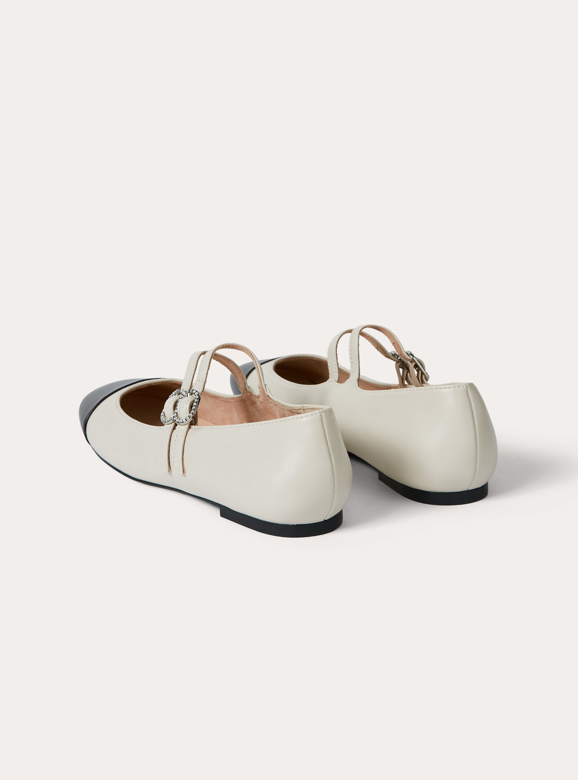 Ballerine bicolore con cinturino, WH1 OFF WHITE